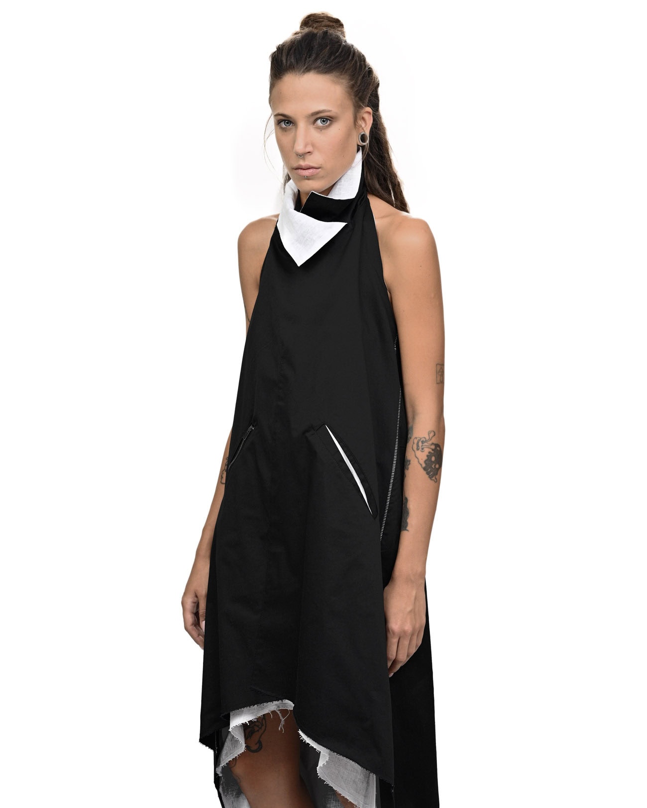 Lockeres Kontrast-Kleid mit Cargo-Kragen - Image 5