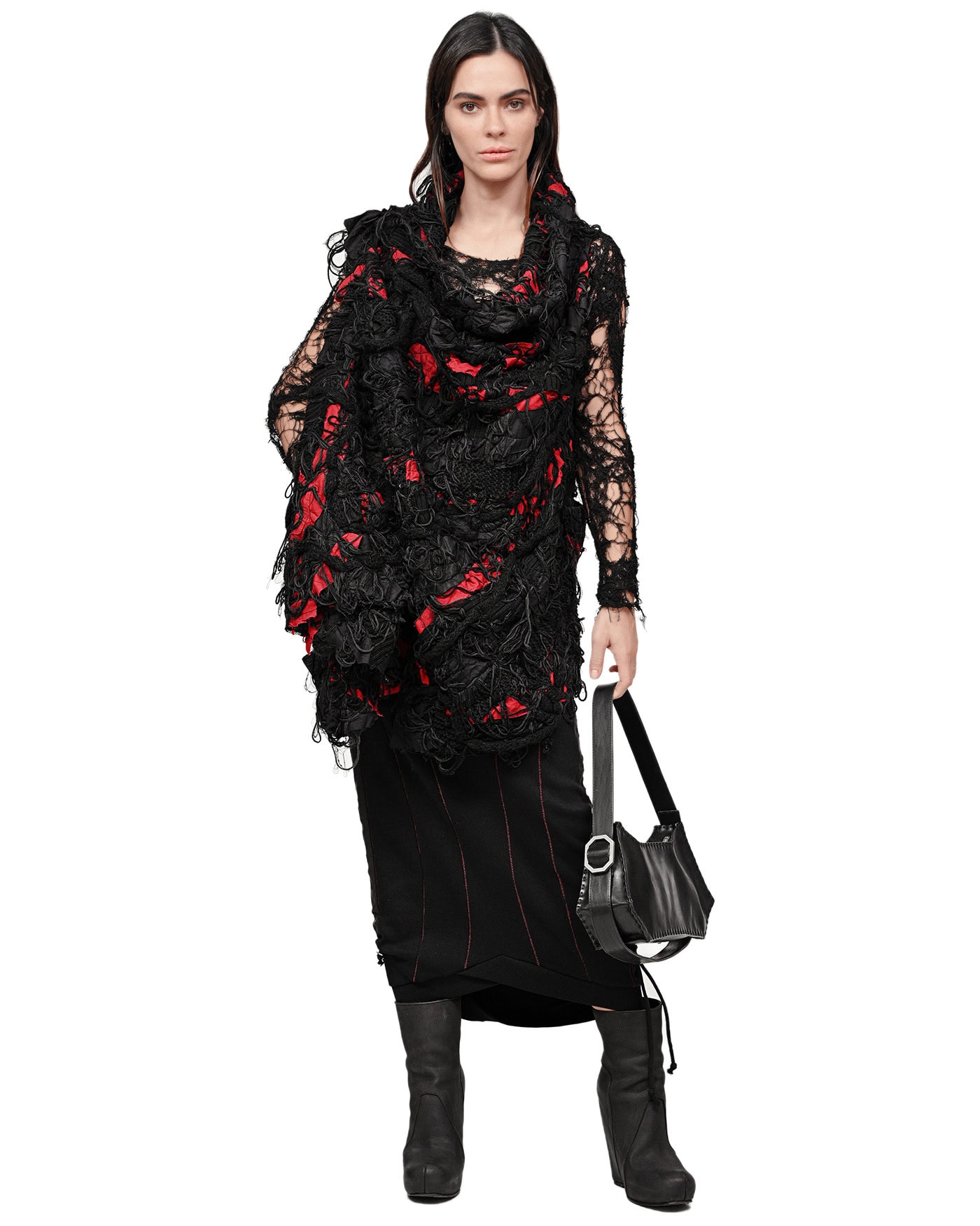 Rib Knit Scar Stitch Transform Skirt - Image 6