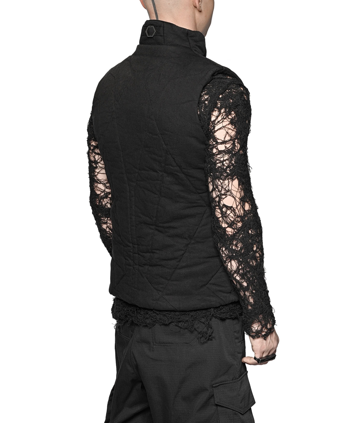 Linear Quilt Denim Puffer Vest - Image 6