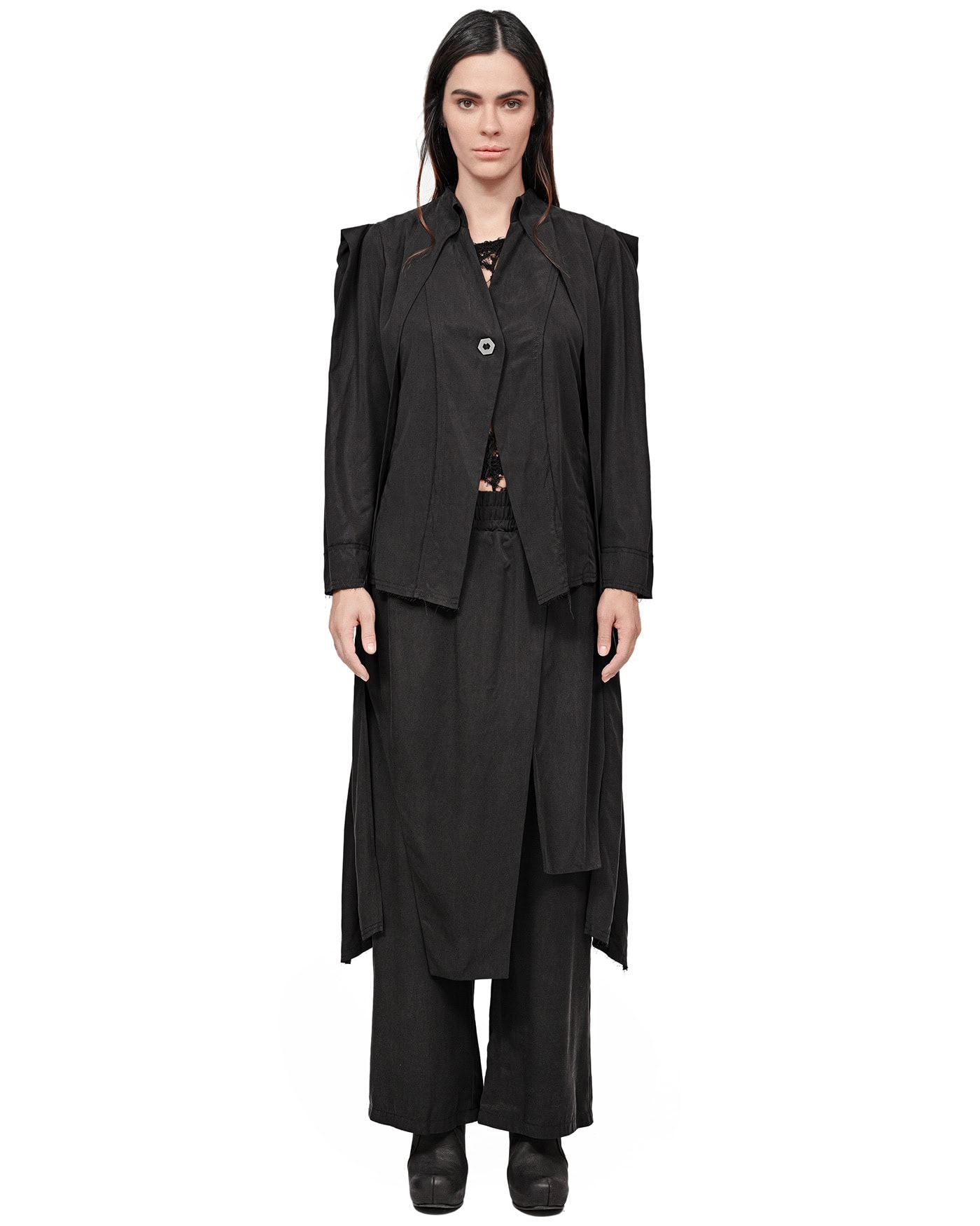 Soft Layers Asymmetry Skirt Pants - Image 7