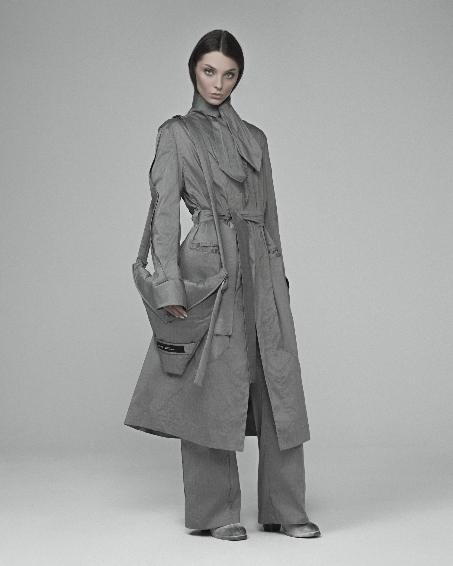 Gravity Grey Deconstruct Trench Coat - Image 6