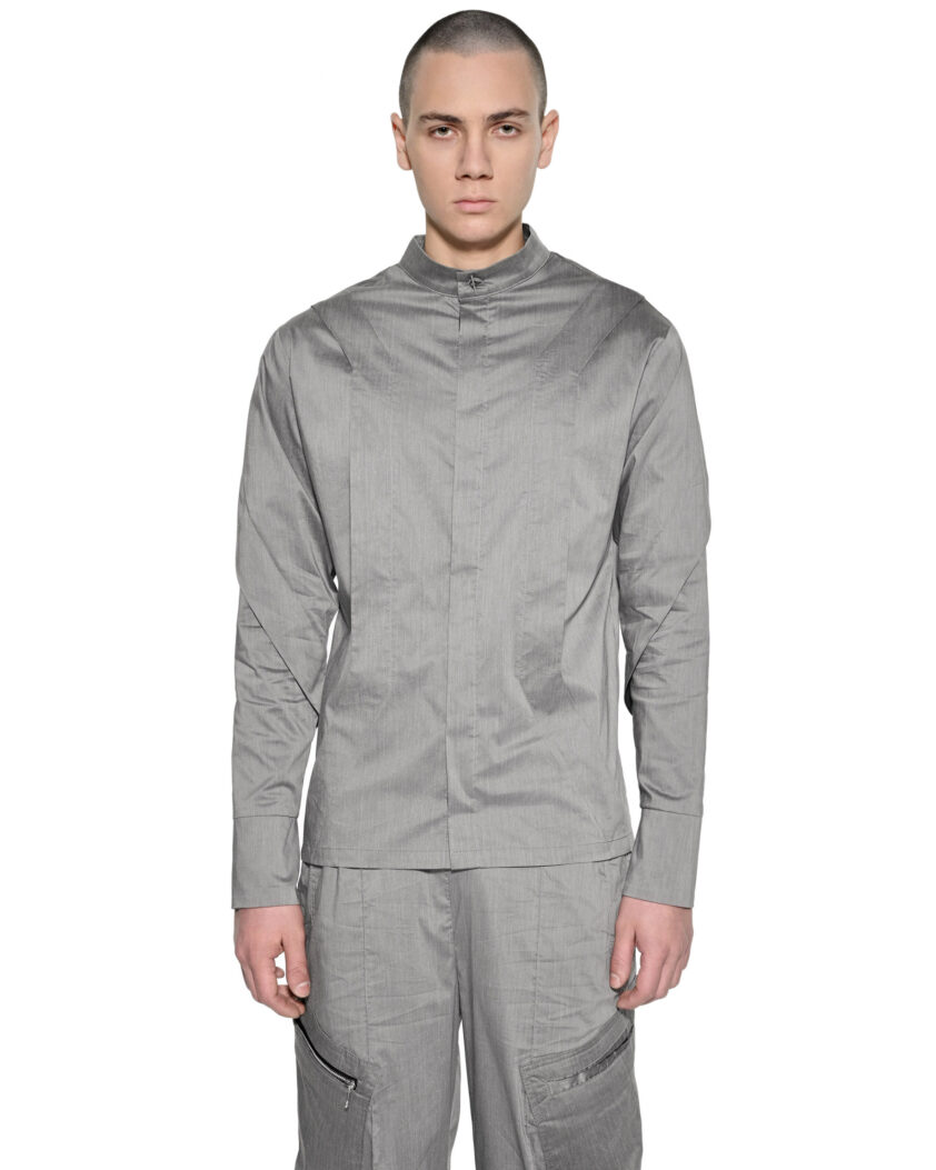 MINOAR - Inox Layers Shirt, Men's grey cotton shirt with multi-panel construction - 1