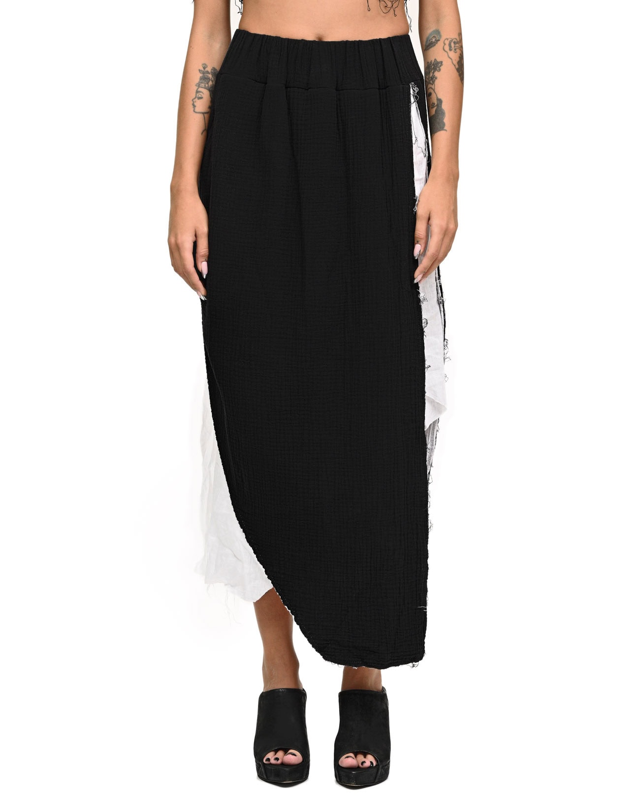 Contrast Draped Layers Soft Skirt