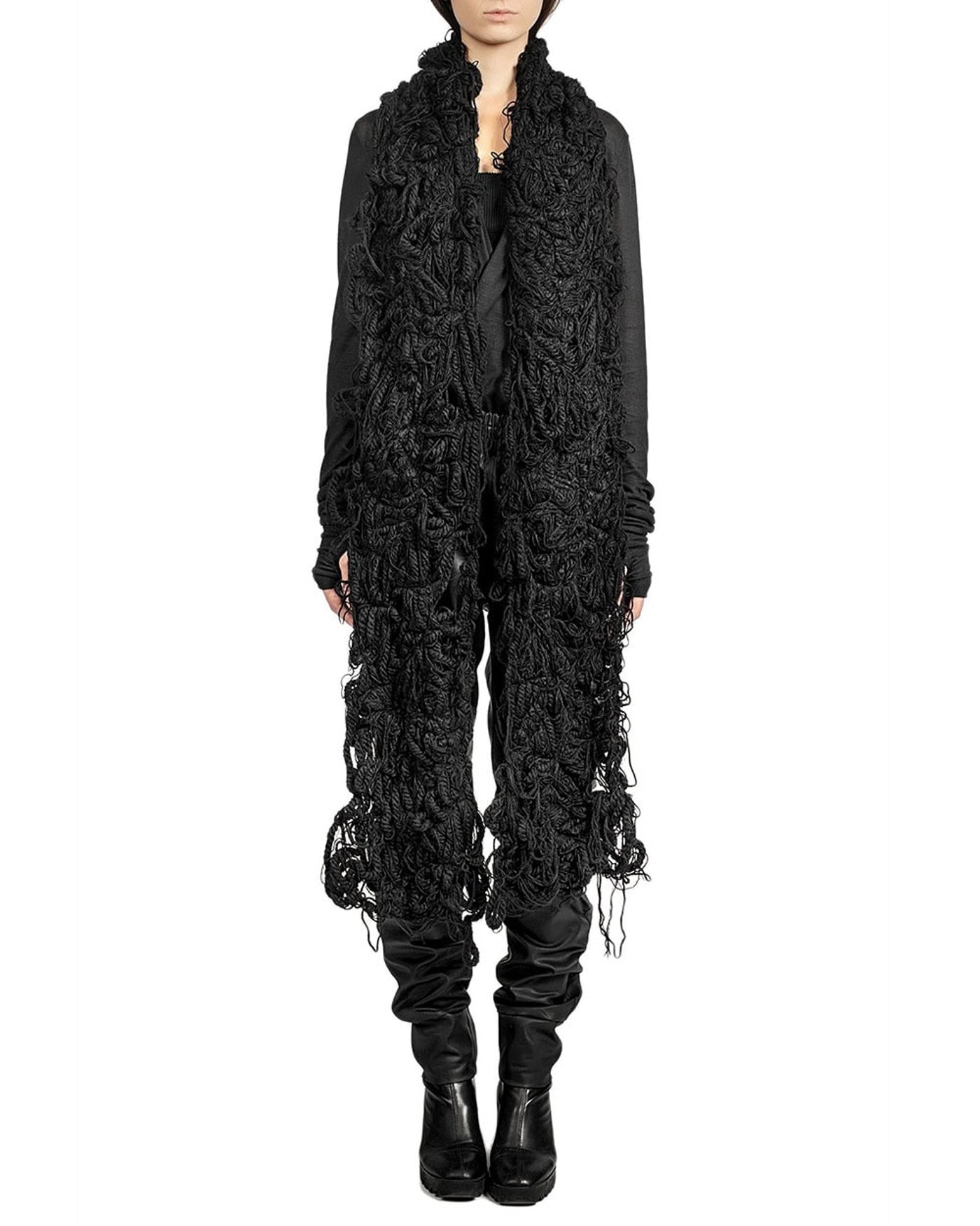 Black Unisex Fiber Bond Winter Scarf