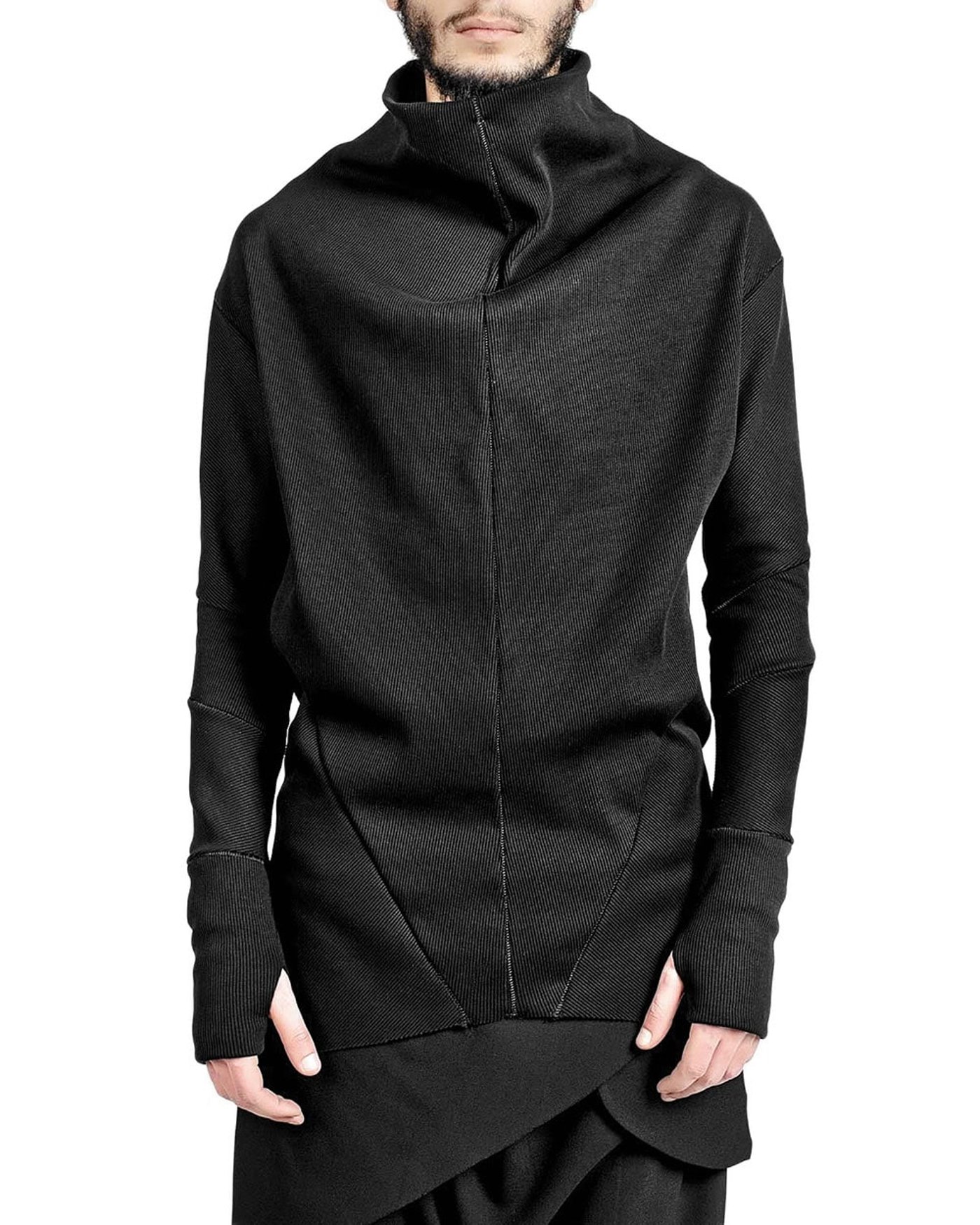 Paneled Raised Collar Sweater