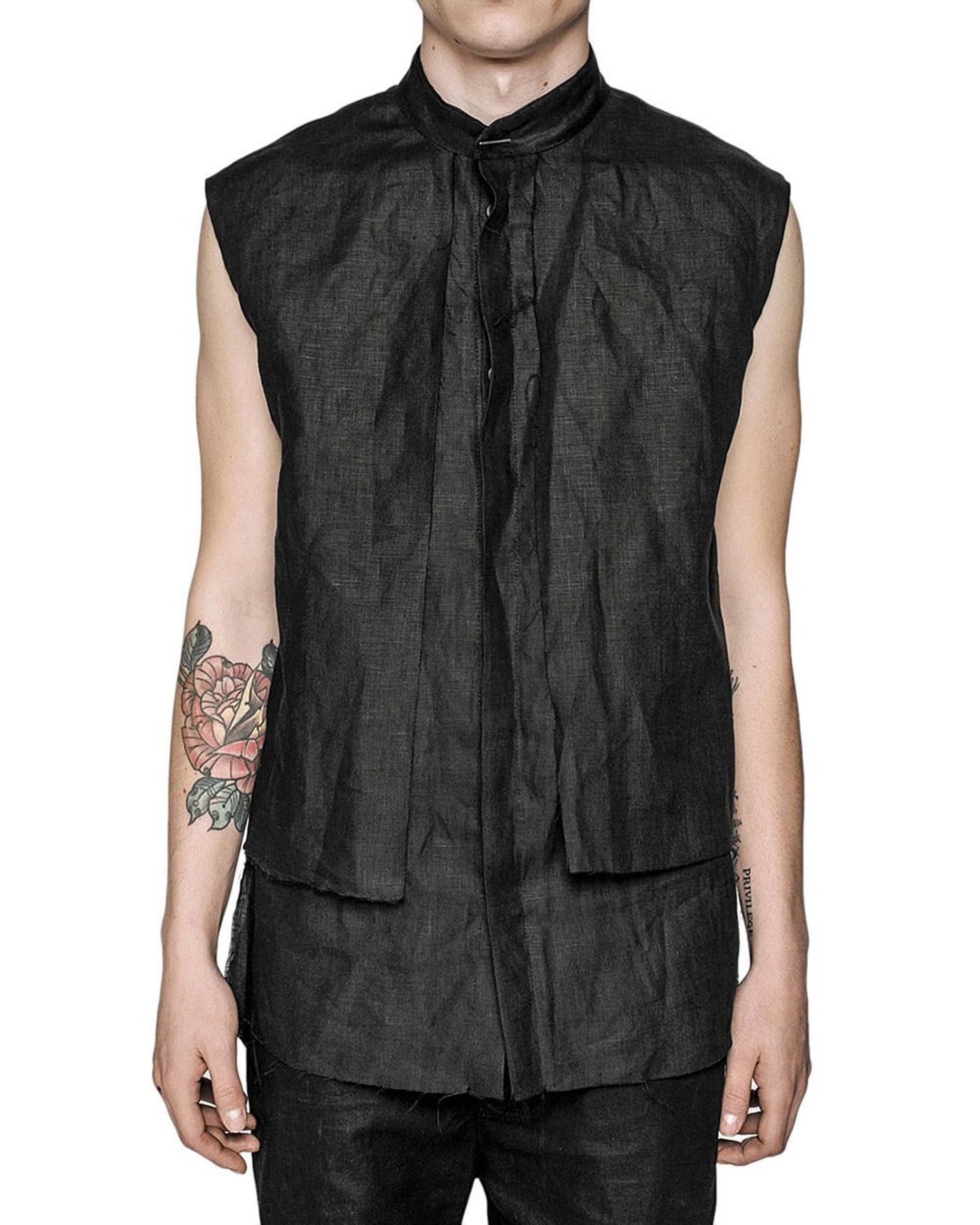 Layered Sleeveless Collar Shirt
