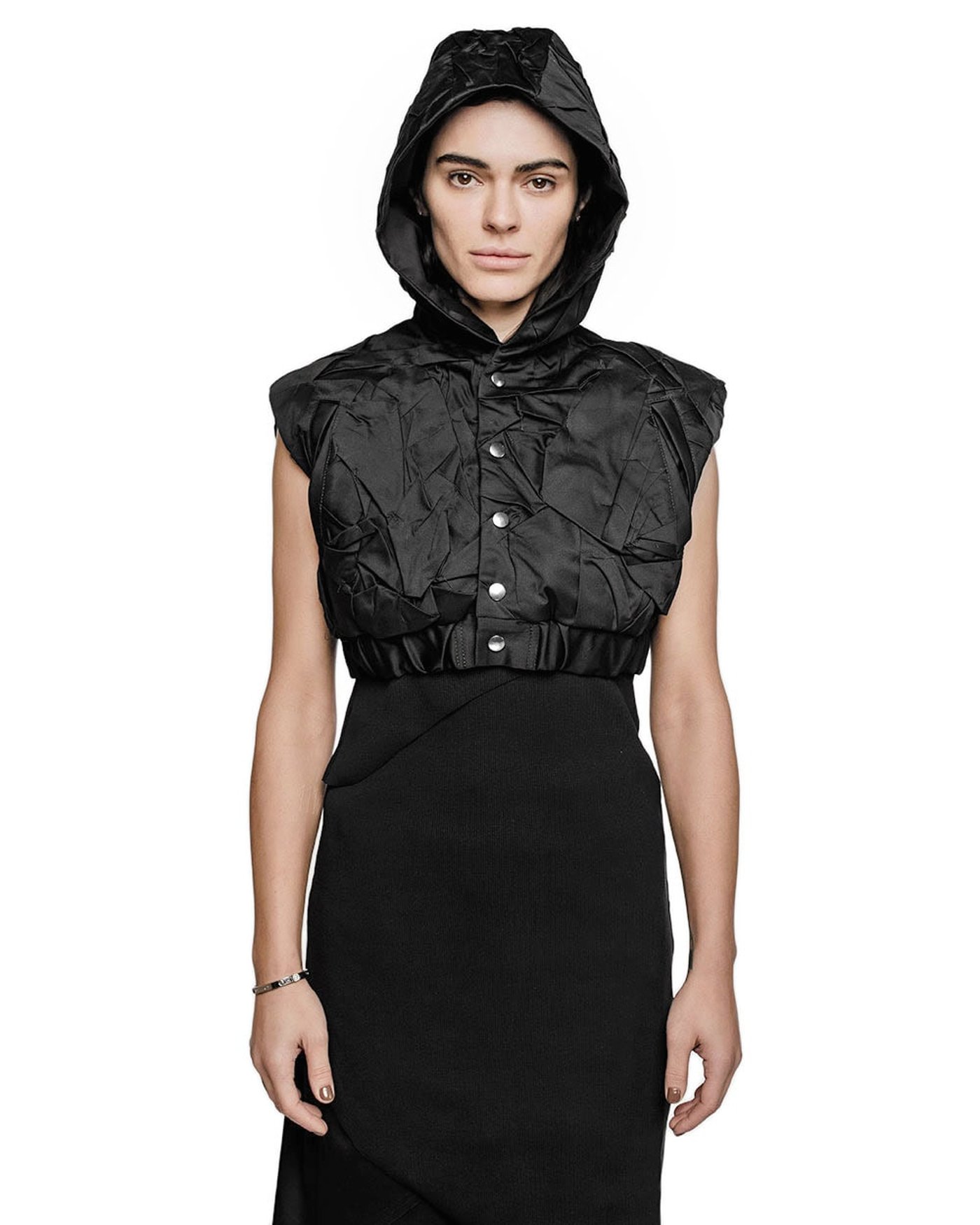 Hooded Crushed Crop Vest