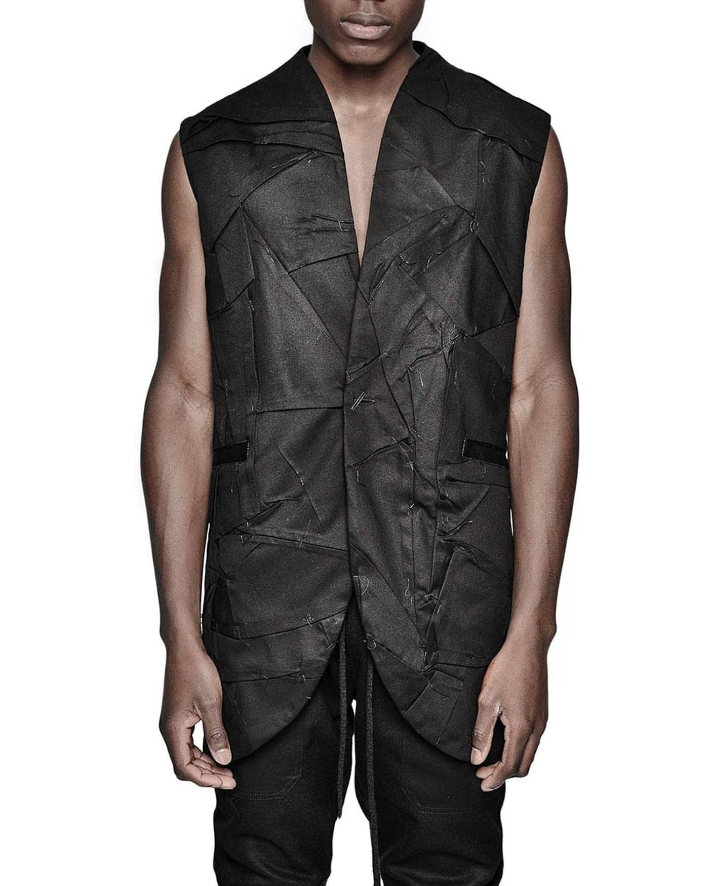 Crushed Sleeveless Vest Blazer