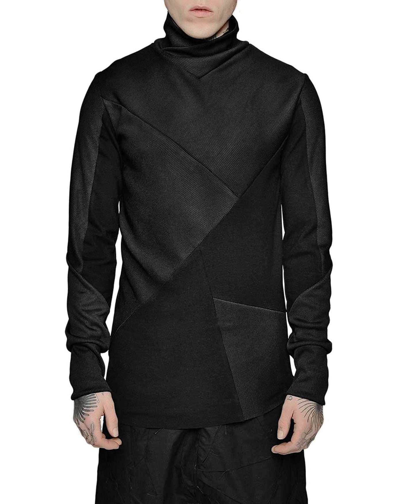 Paneled Contrast Collar Sweater