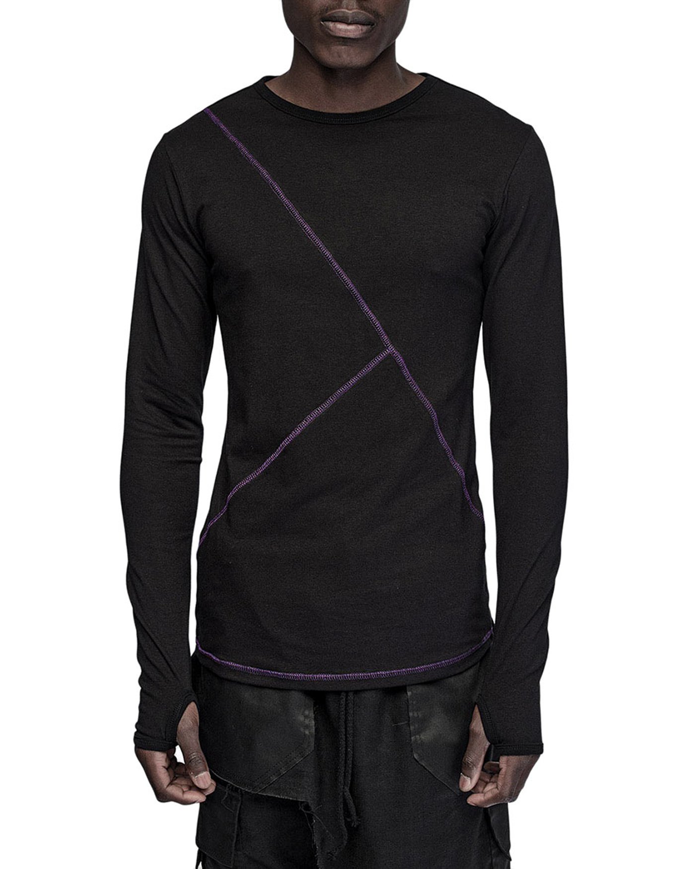 Angular Segment Long Sleeve Top
