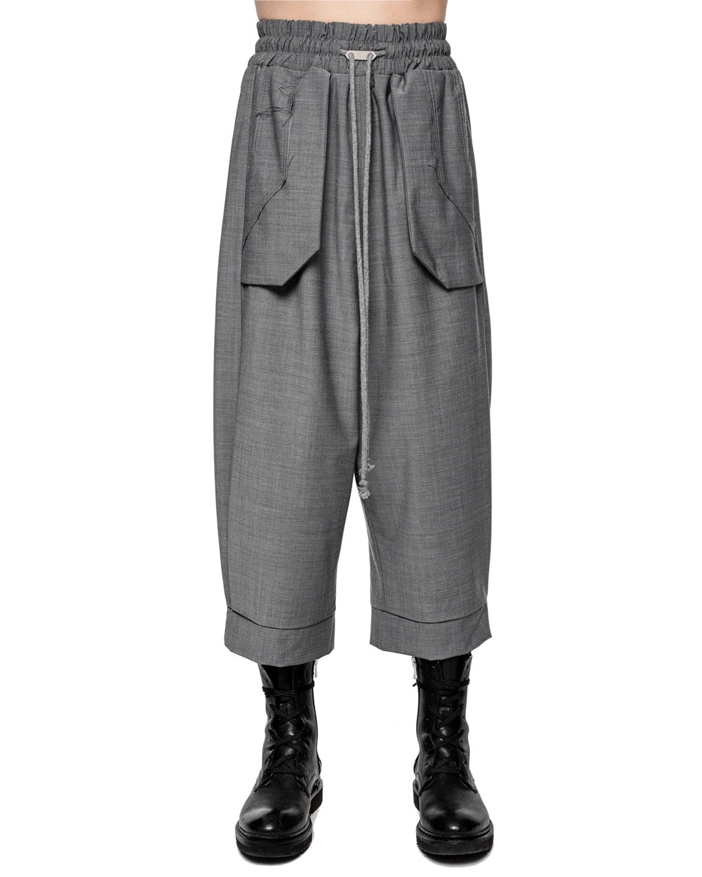 External Cropped Loose Grey Trousers