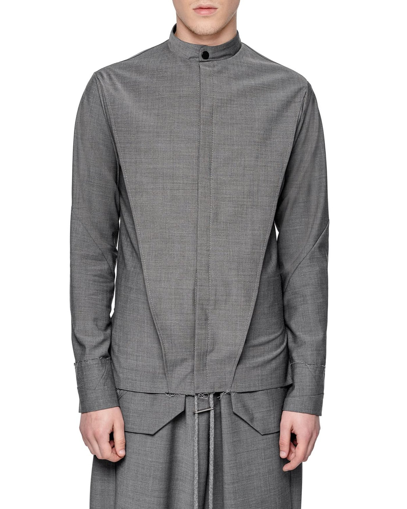 Hexagon Wool Construct Layered Shirt