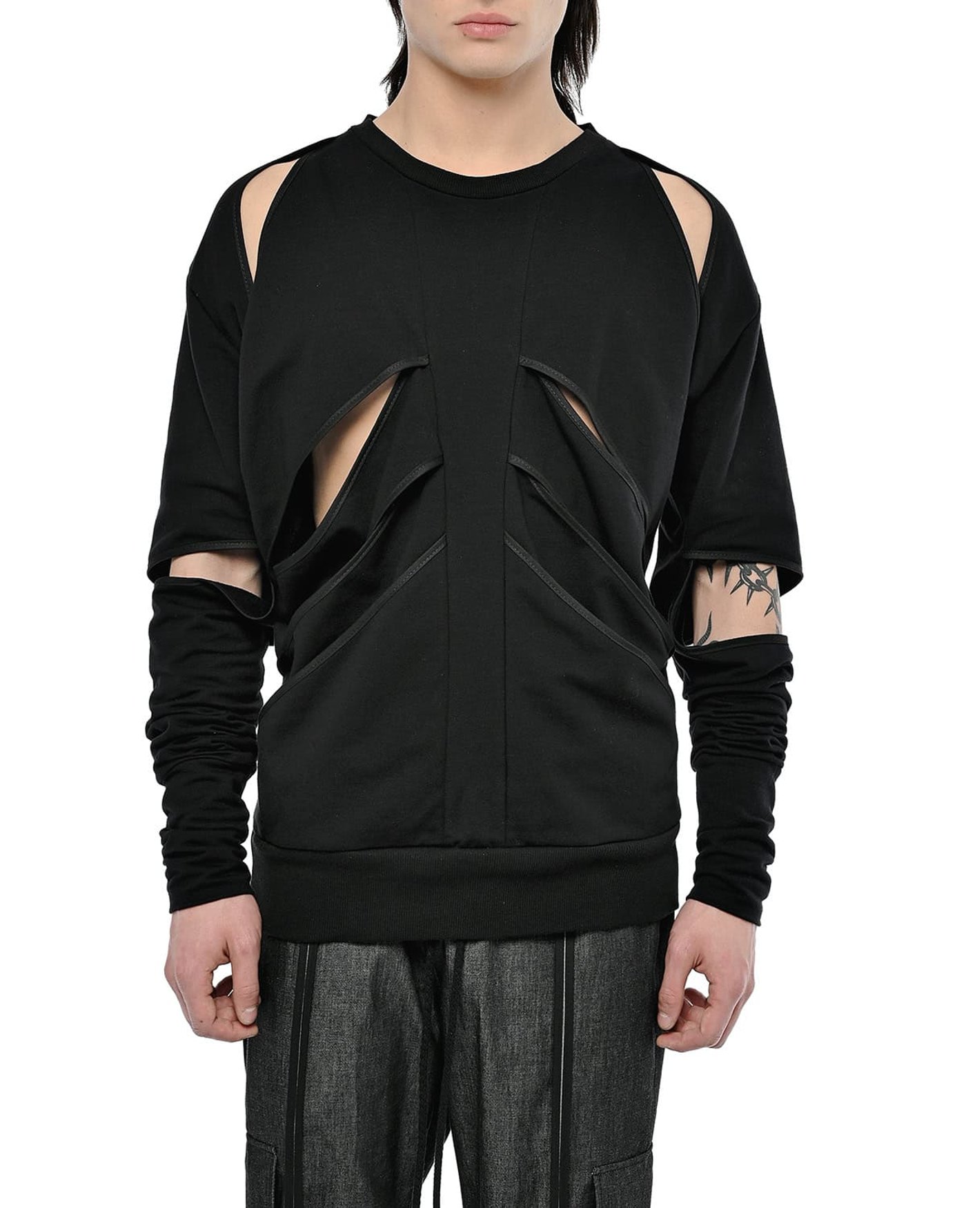 Division Rib Cut Long Sleeve Top