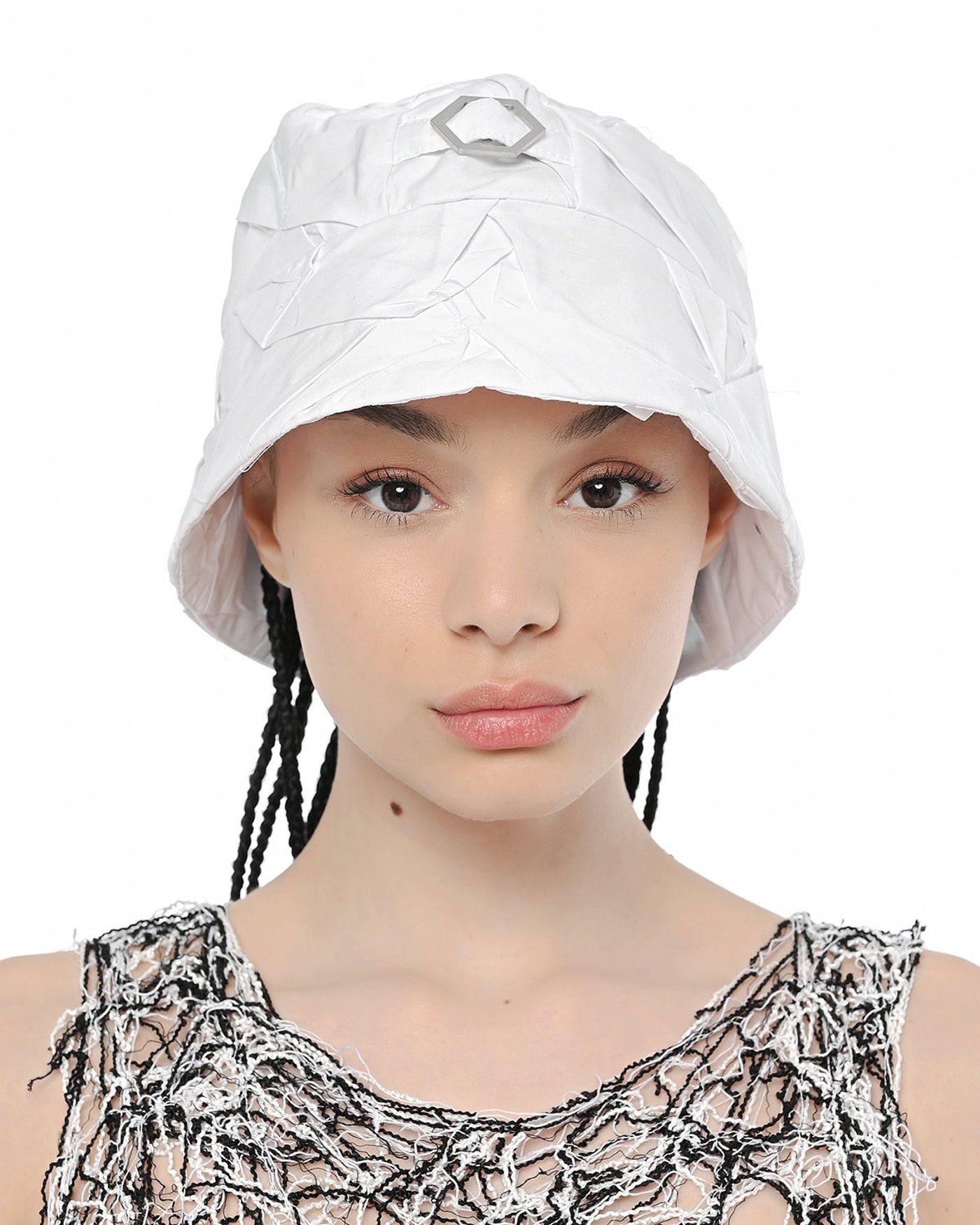 Crushed Tech White Bucket Hat