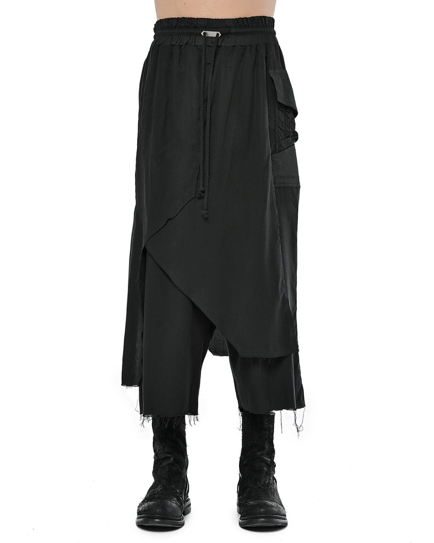 Wide Layered Crushed Cropped Pants