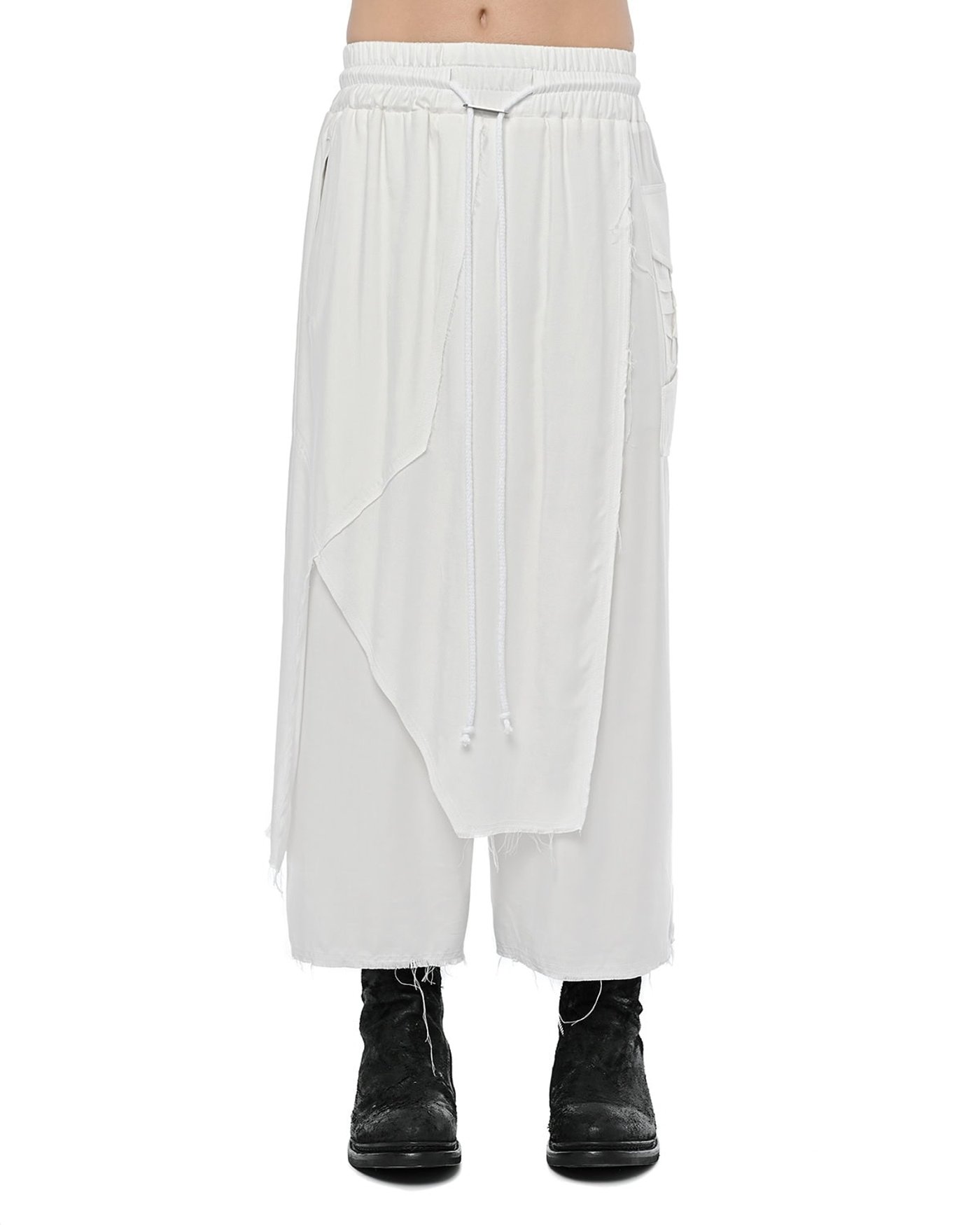 Wide Layered Crushed Cropped Pants