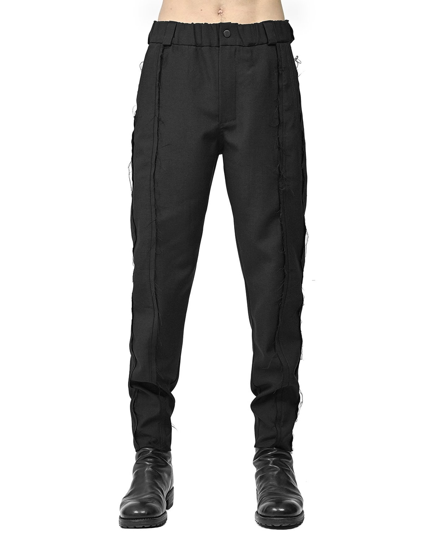 Wool External Edge Black Trousers