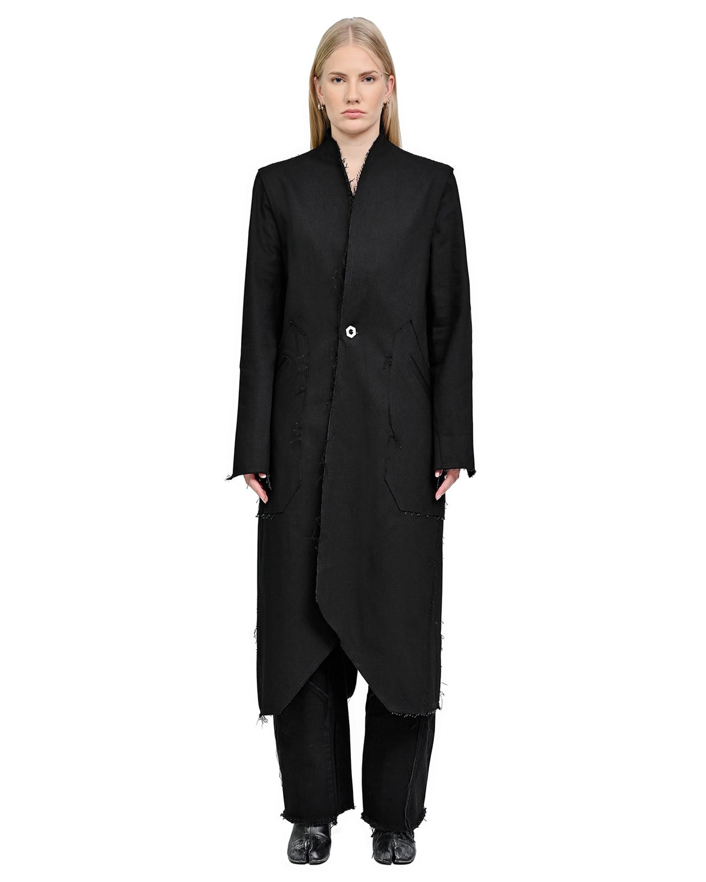 Black Long Denim Hexa Coat