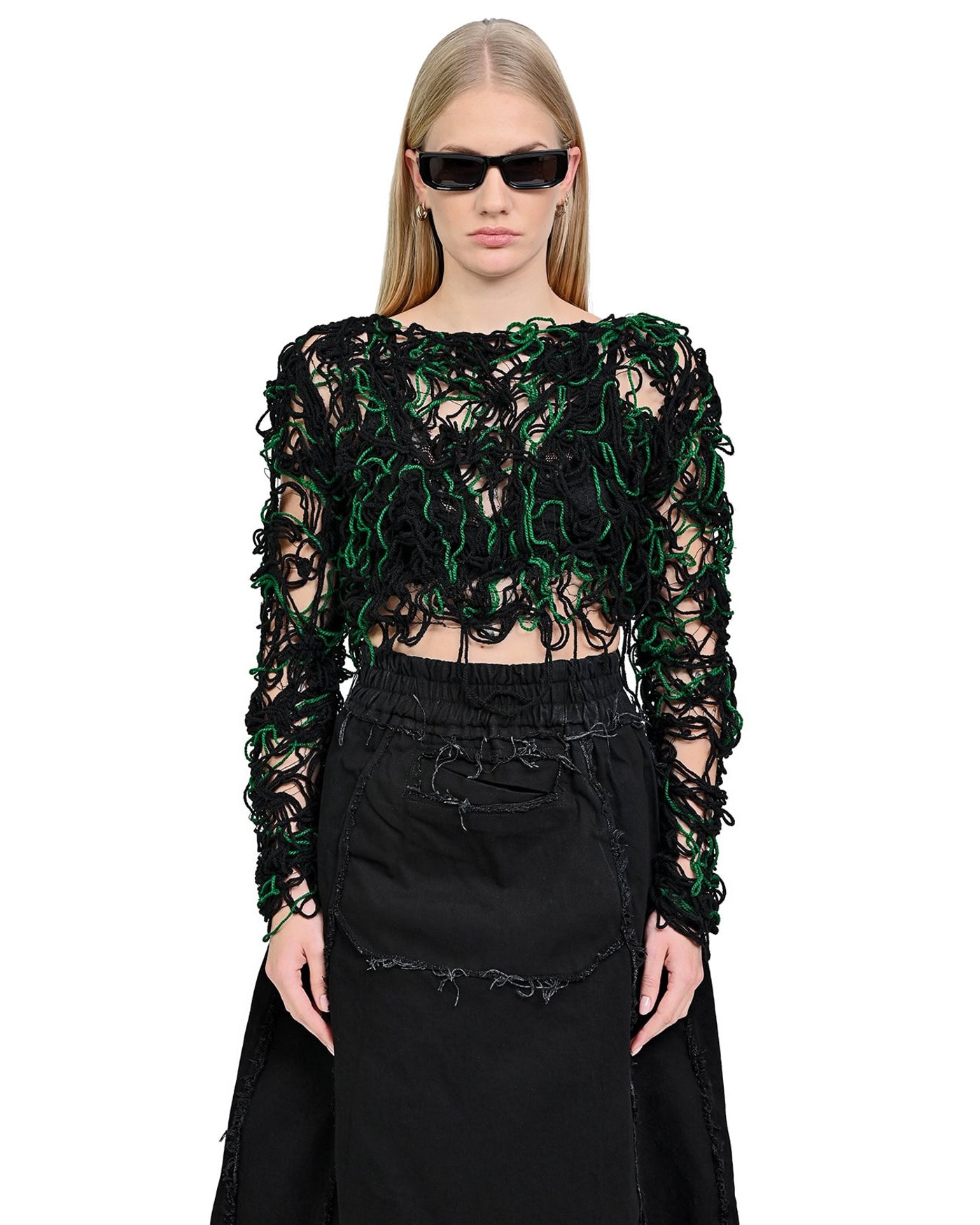 Fiber Bond Wrangle Crop Cut Sweater