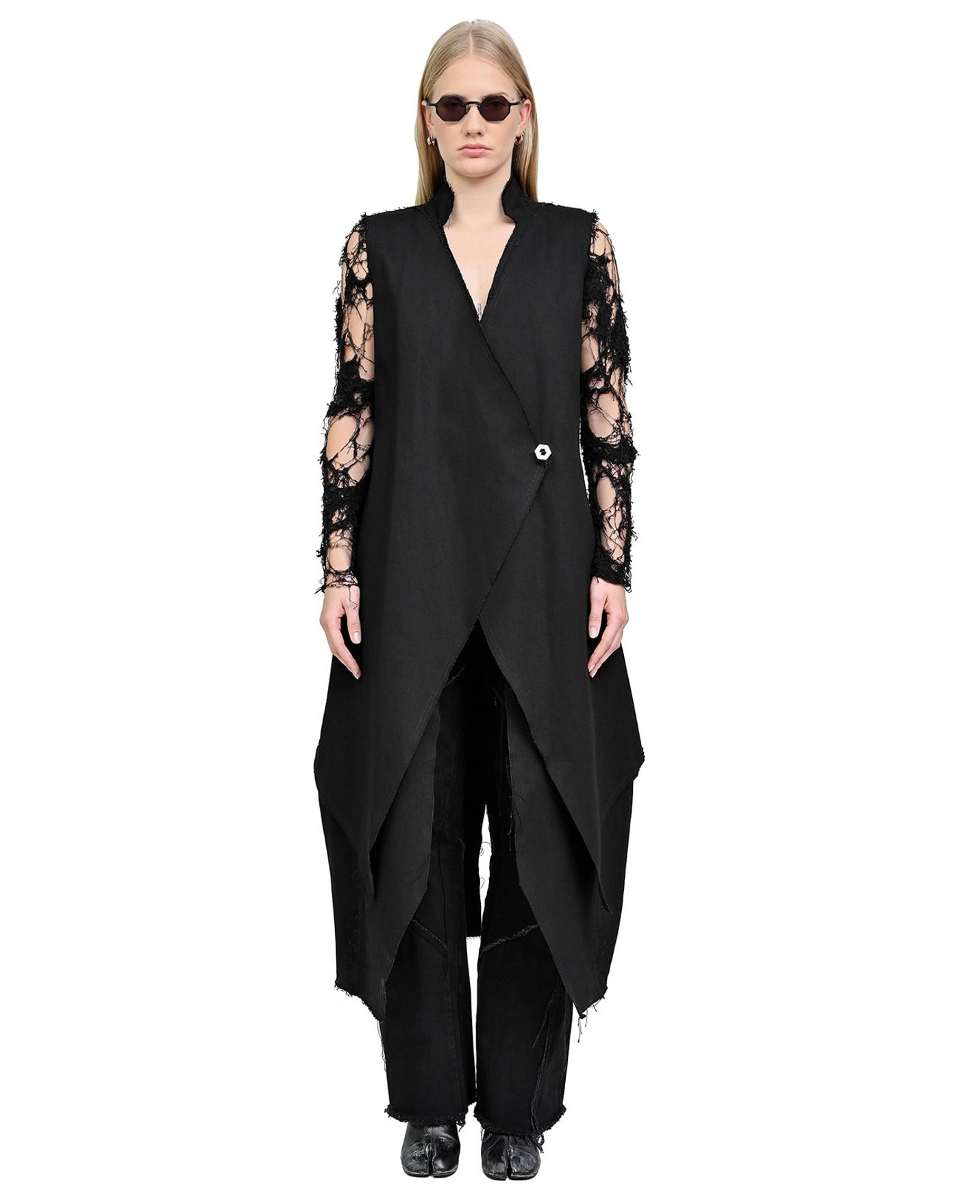 Hexa Long Layers Sleeveless Coat