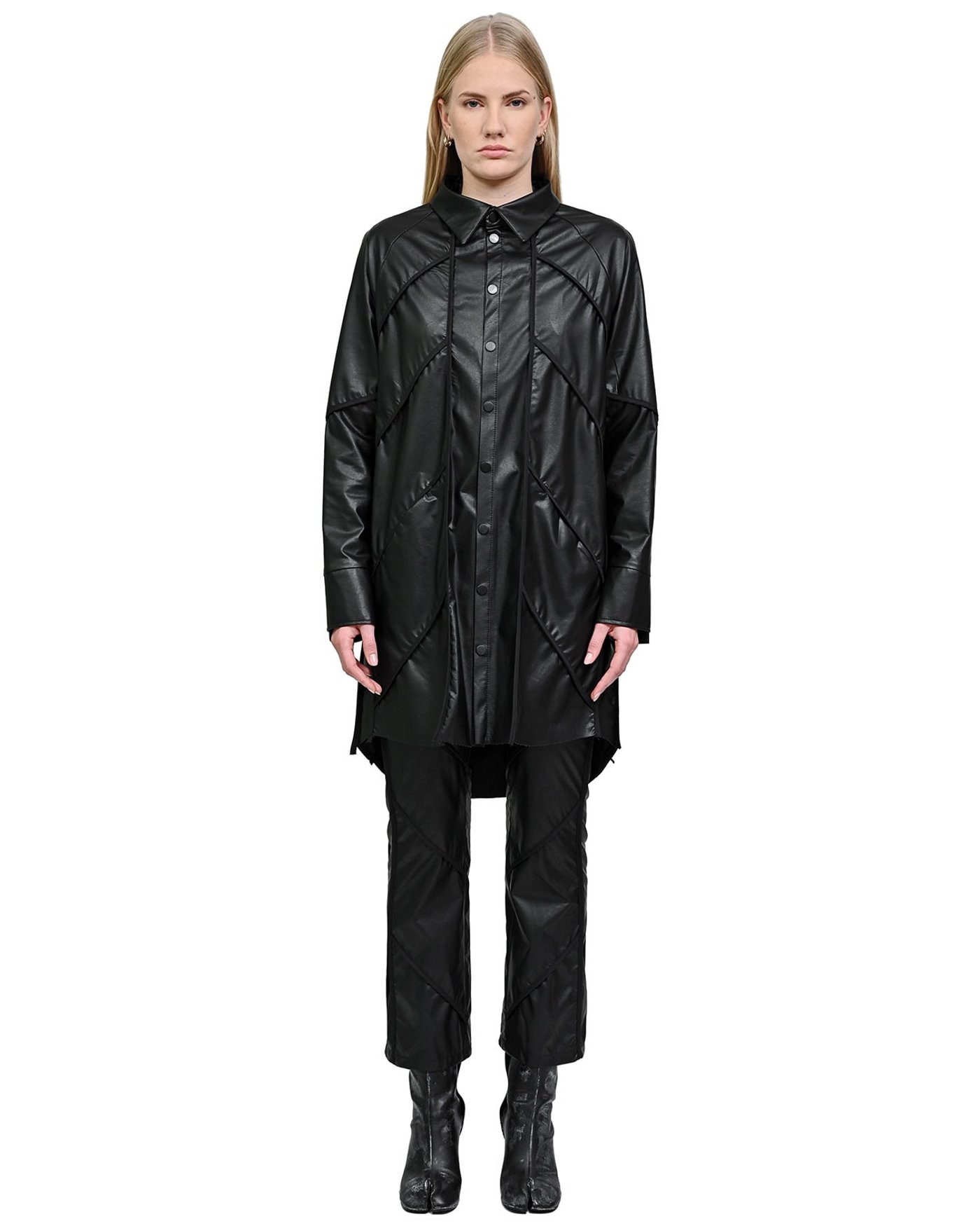 Particle Angle Cut Leather Overshirt