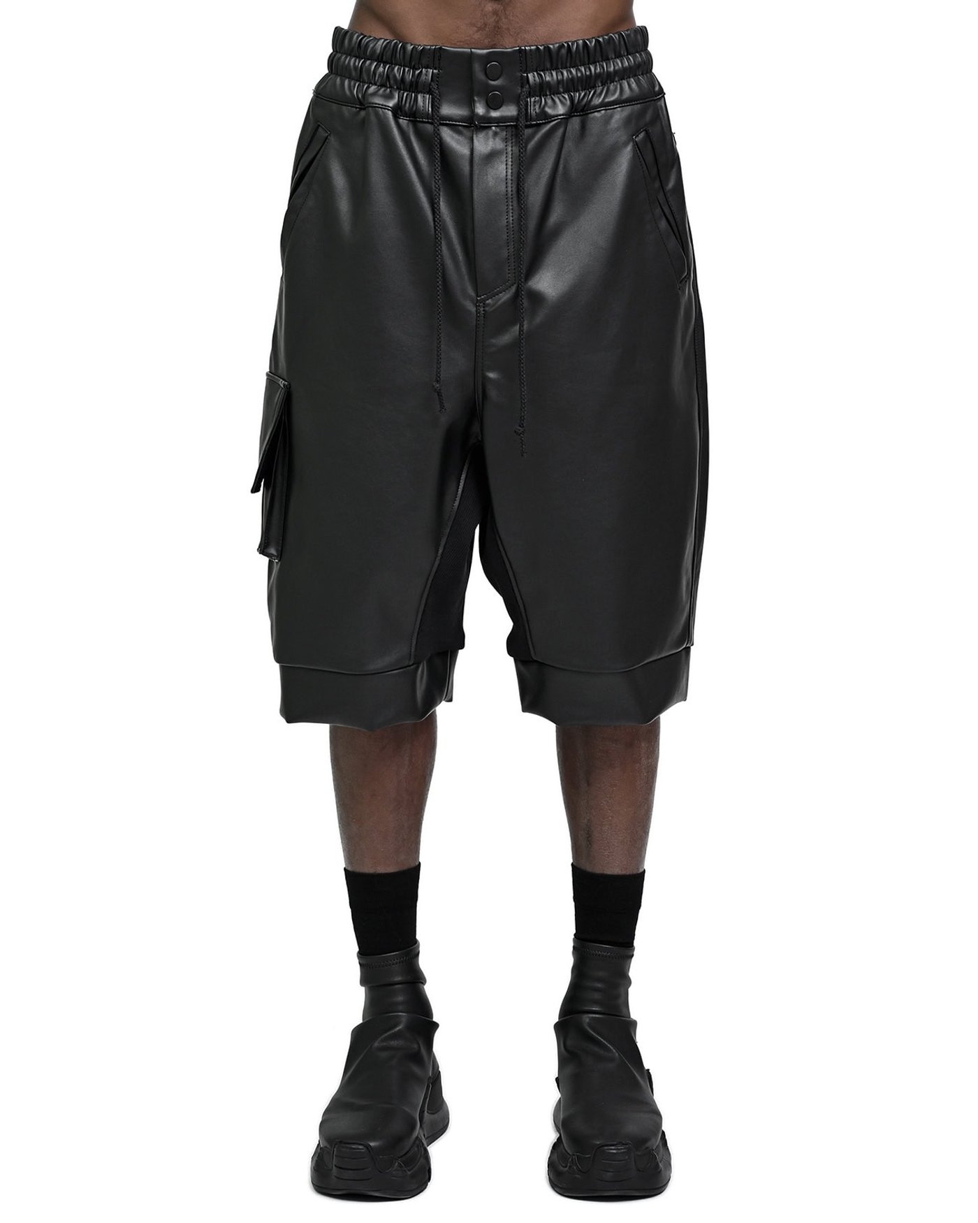 Wide Cut Vegan Leather Shorts