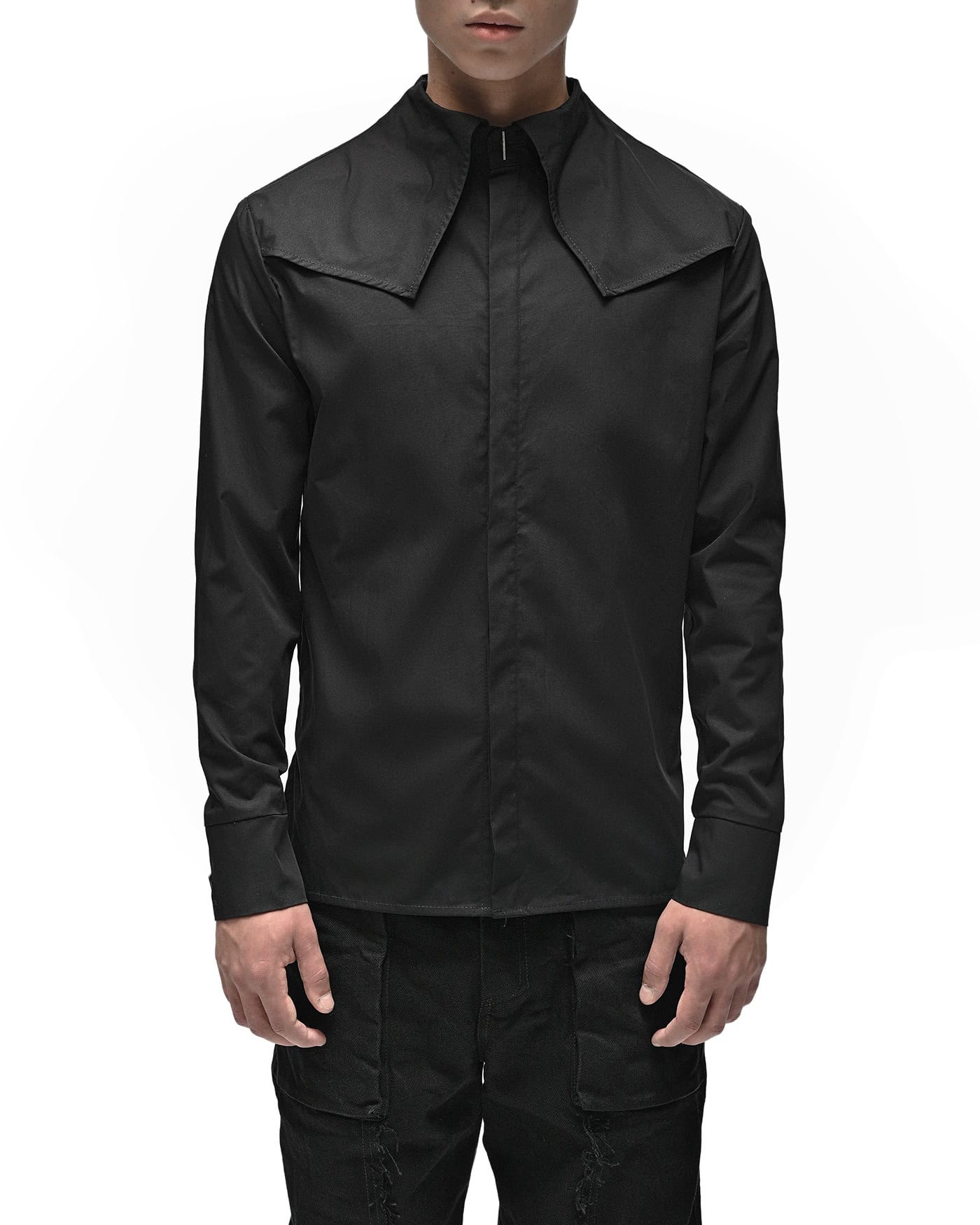 Angle Layered Cult Collar Shirt