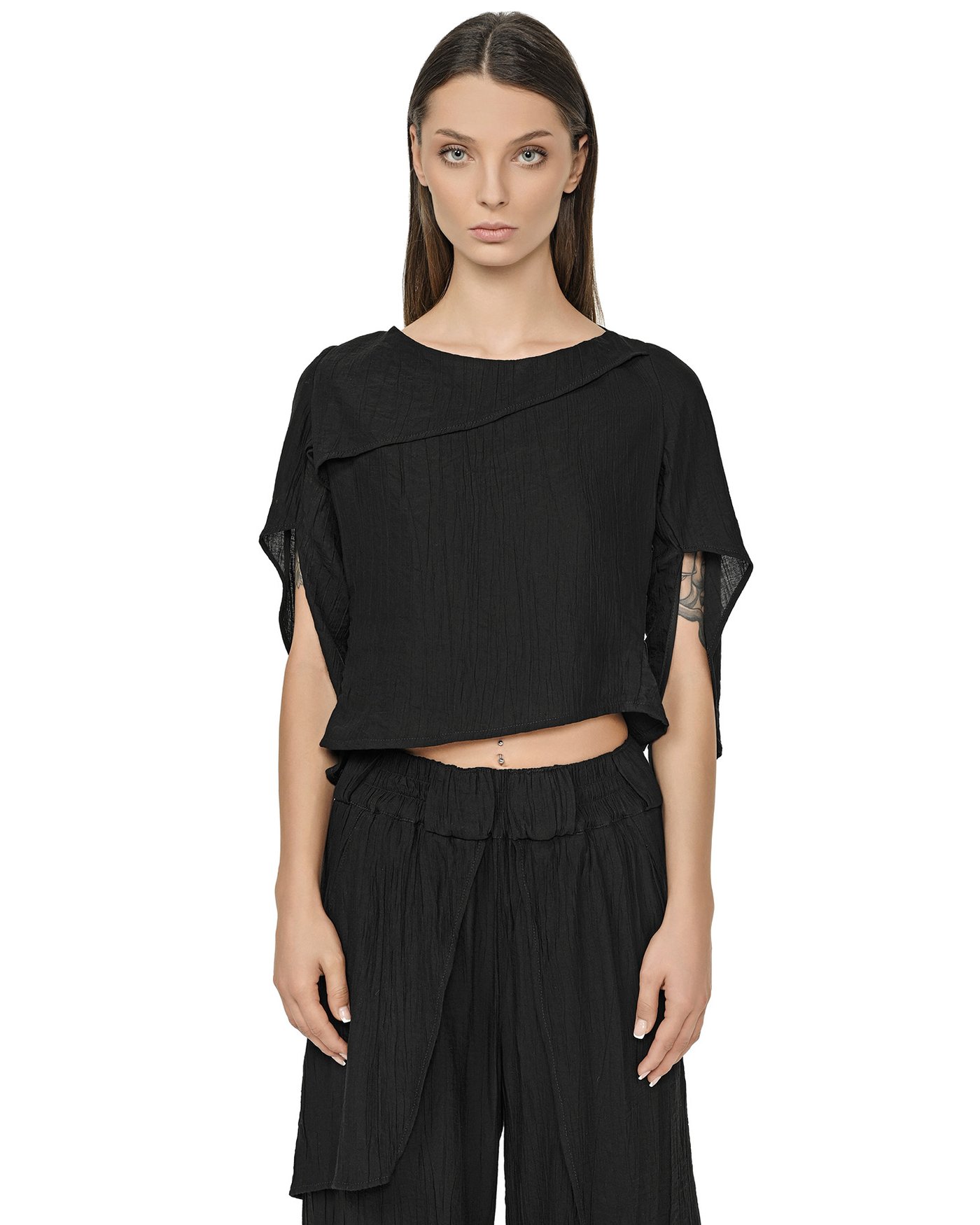 Array Wrinkled Straps Top