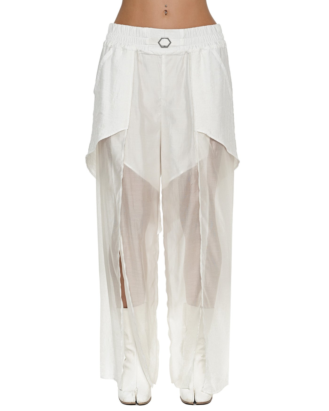 Radiant Layered Bone Trousers