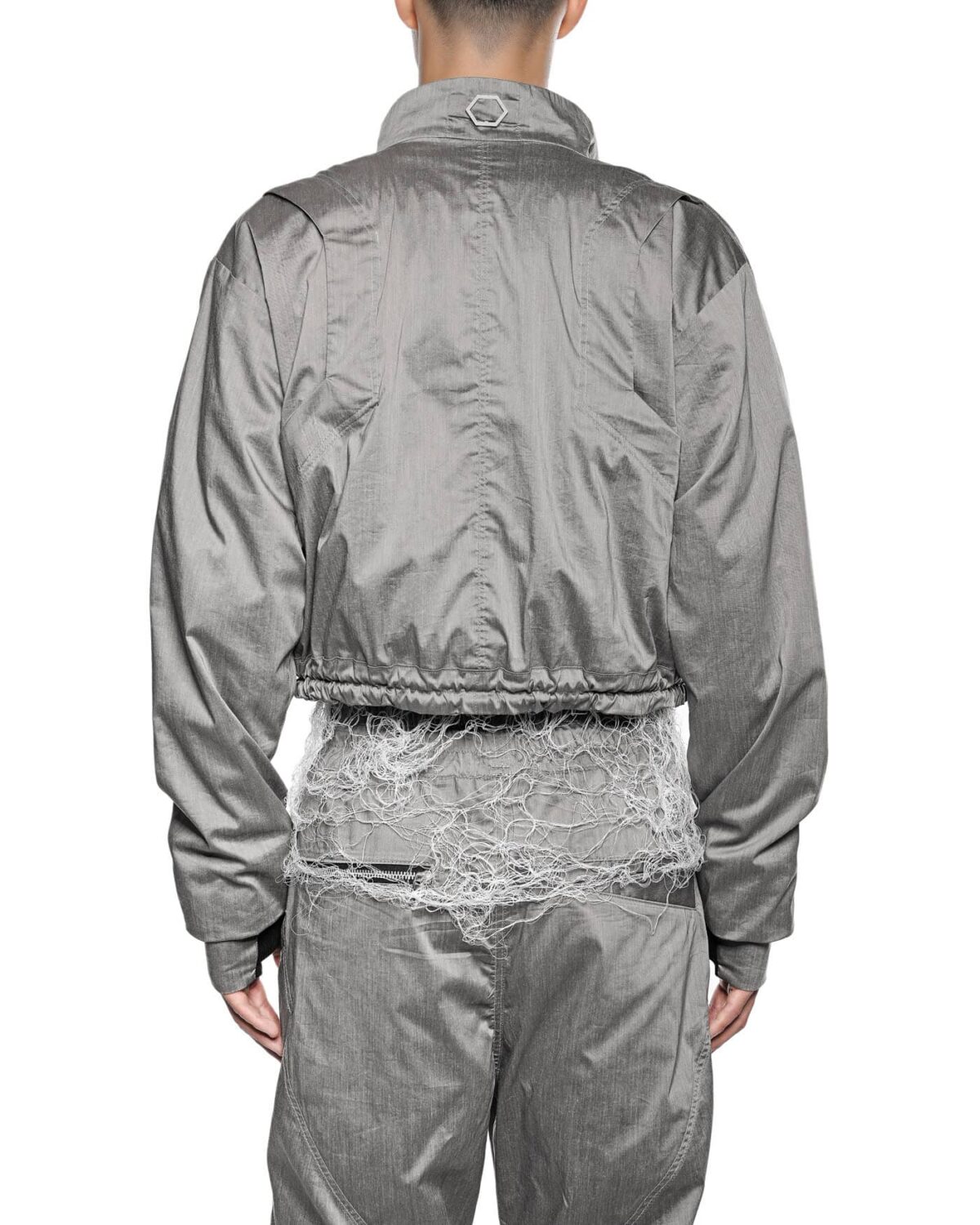 MINOAR - Stellar Tech Crop Jacket, Men's grey cotton jacket with thumb openings - 7