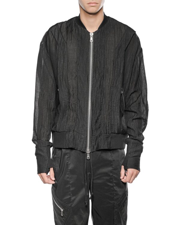MINOAR - Parallax Loose Bomber Jacket, Men's black cotton jacket with multi-panel construction - 1