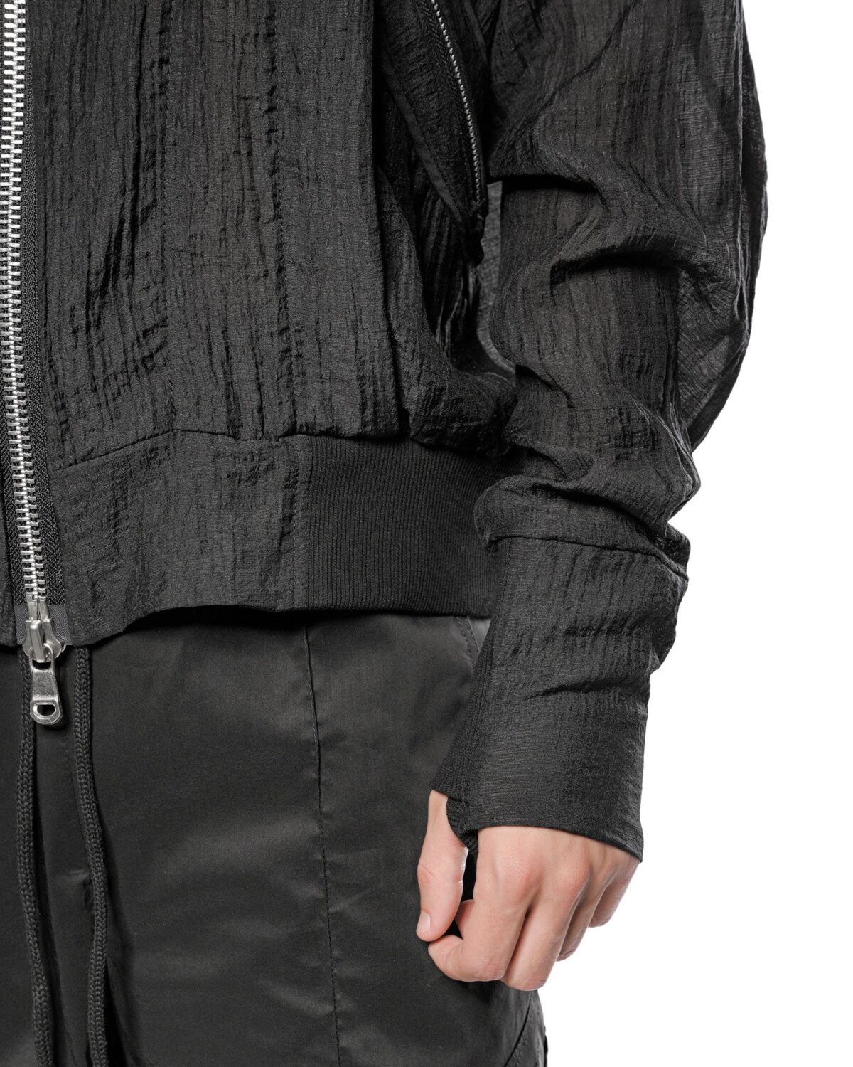 MINOAR - Parallax Loose Bomber Jacket, Men's black cotton jacket with multi-panel construction - 8