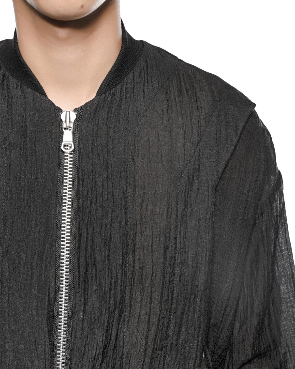 MINOAR - Parallax Loose Bomber Jacket, Men's black cotton jacket with multi-panel construction - 9