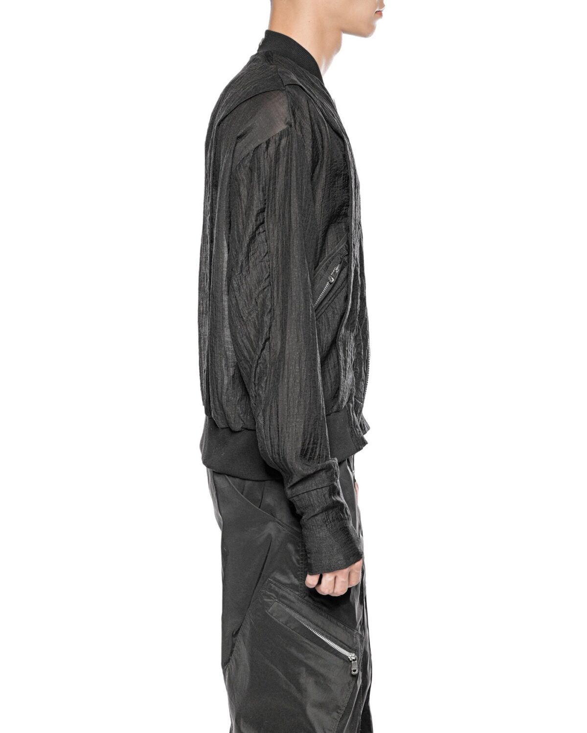 MINOAR - Parallax Loose Bomber Jacket, Men's black cotton jacket with multi-panel construction - 5