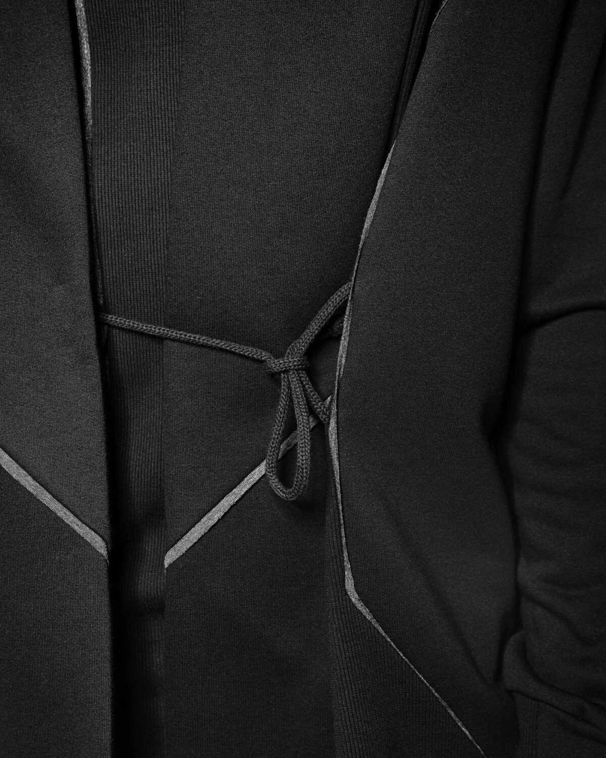 MINOAR - Cluster Hooded Secure Knit Cardigan, Men's black cotton cardigan with external seam detail - 5