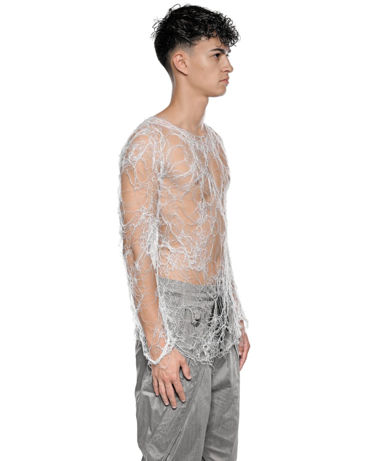 MINOAR - Echoe Fiber Bond Soft Top, Men's white cotton top with Fiber-Bond texture - 3