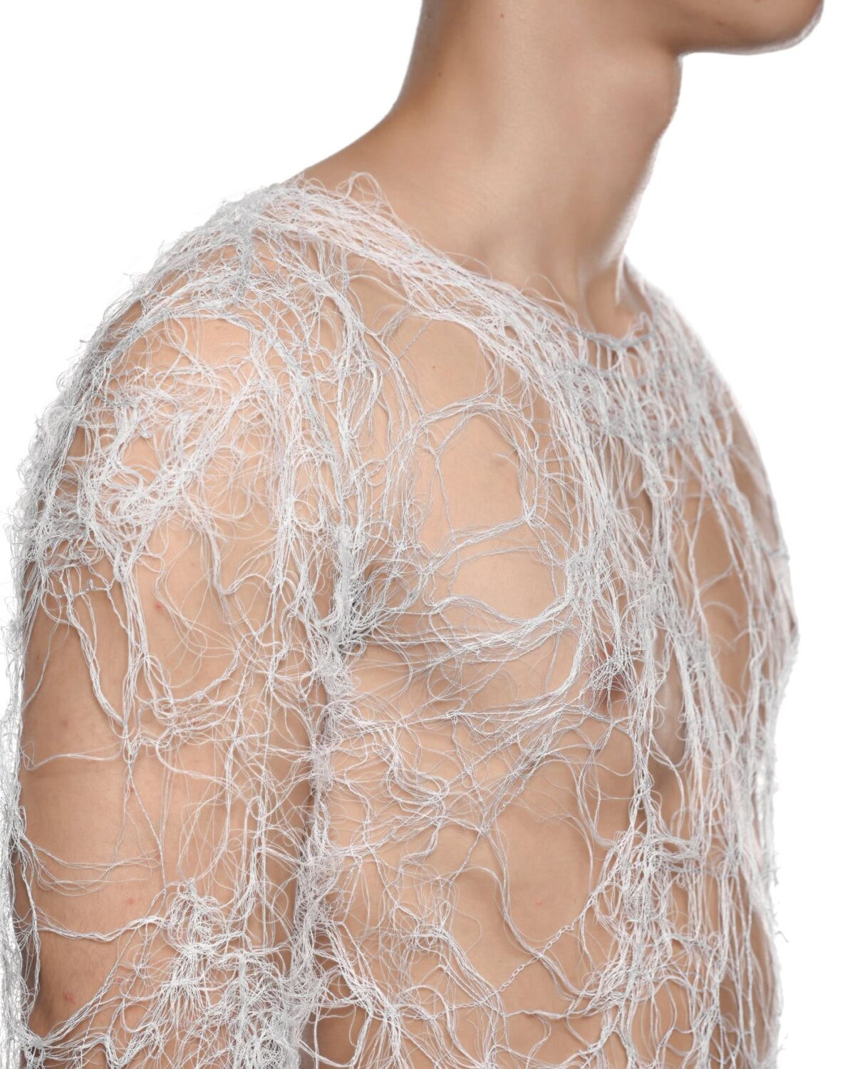 MINOAR - Echoe Fiber Bond Soft Top, Men's white cotton top with Fiber-Bond texture - 5