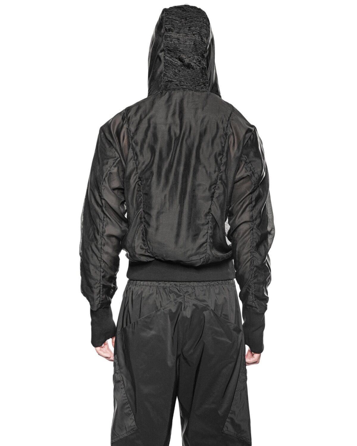 MINOAR - Radiant Shell Hood Anorak, Men's black cotton anorak with Fiber-Bond texture - 6