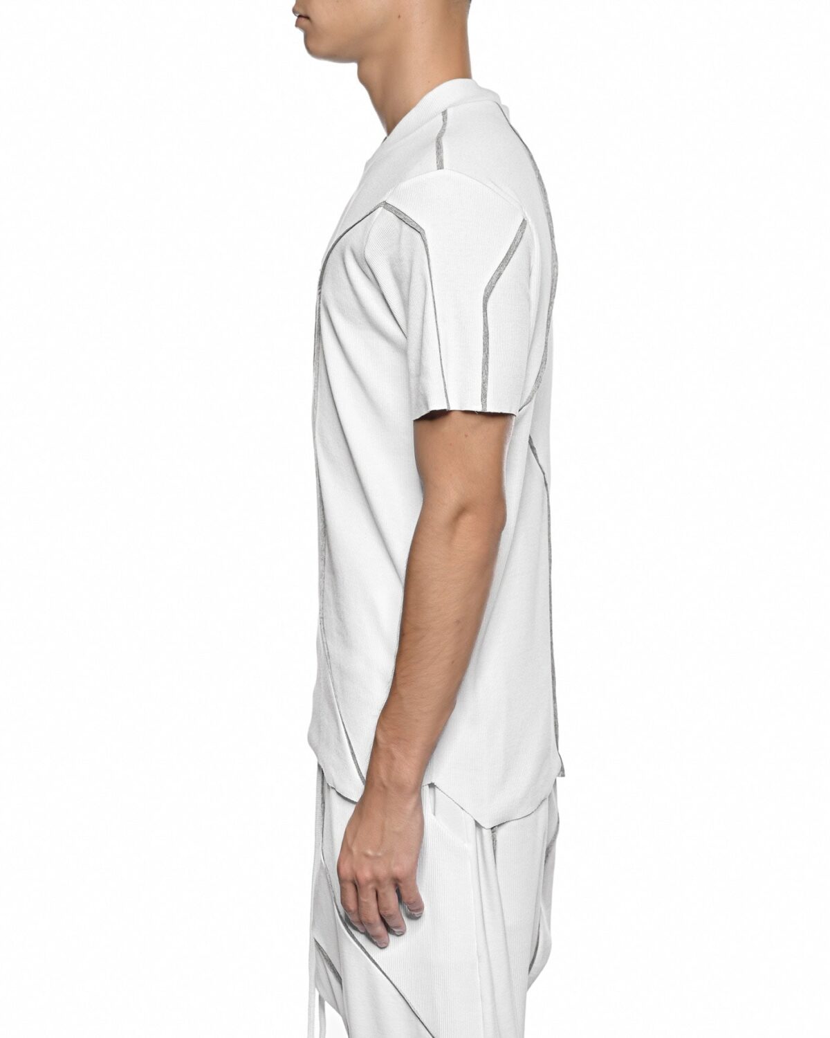 MINOAR - Cluster External Seam T-shirt, Men's white cotton T-shirt with external seam detail - 6