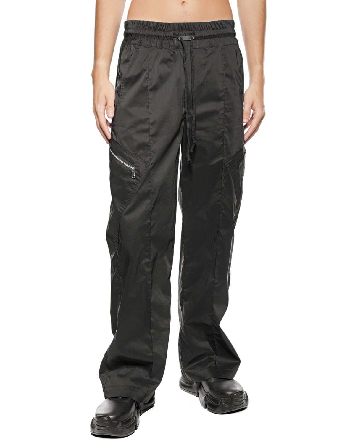 MINOAR - Gravity Flare Cargo Trousers, Men's black cotton trousers with diagonal welt pockets - 5