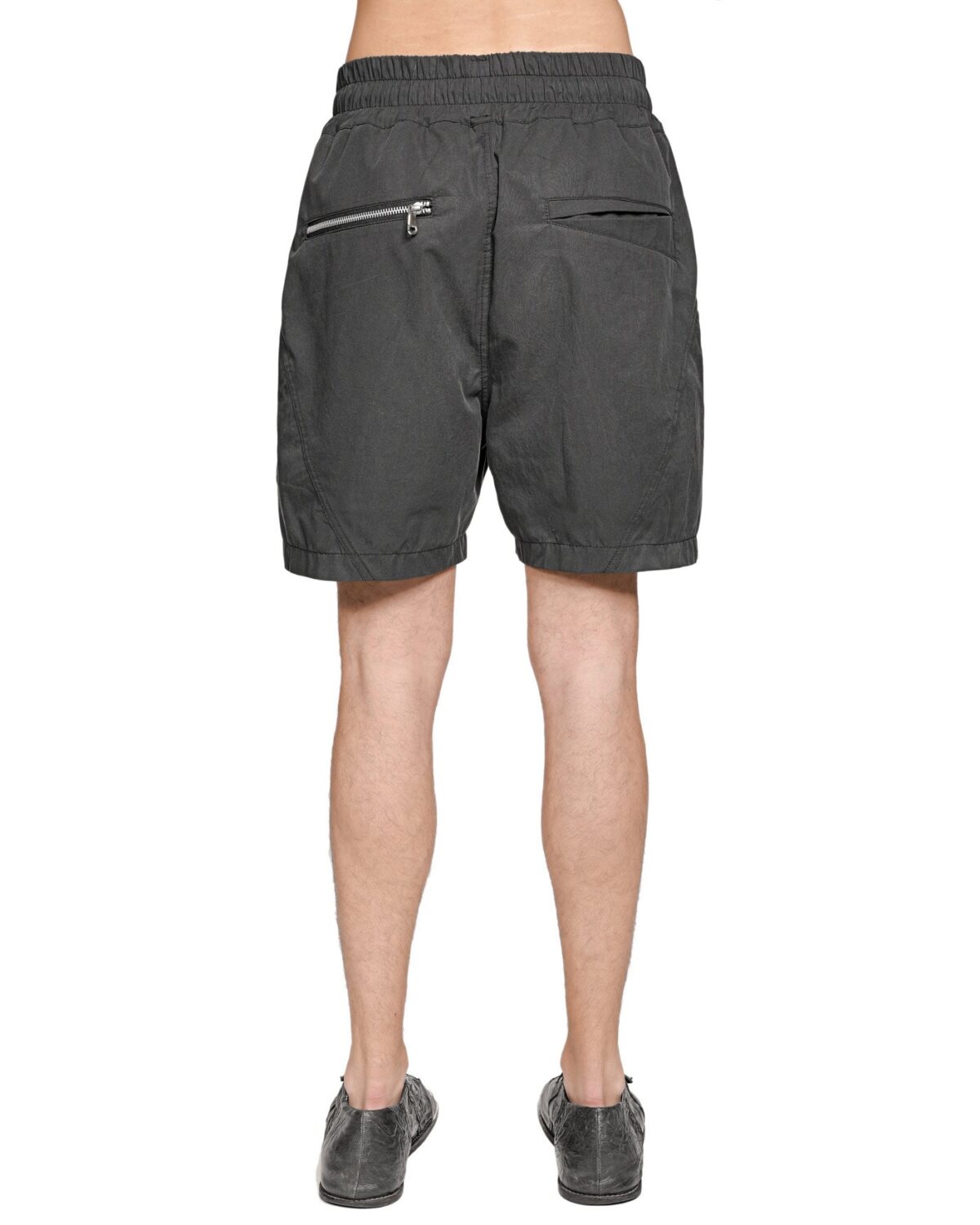 MINOAR - Dense Segment Drawstring Shorts, Men's black cotton shorts with multi-segment construction - 3