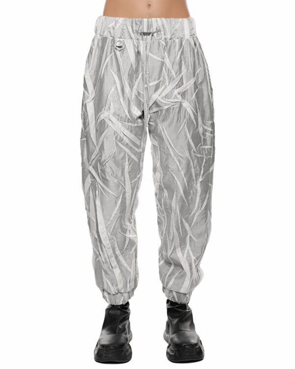 MINOAR - Diffuse Crushed Shell Pants, Men's white lyocell pants with diagonal welt pockets - 1