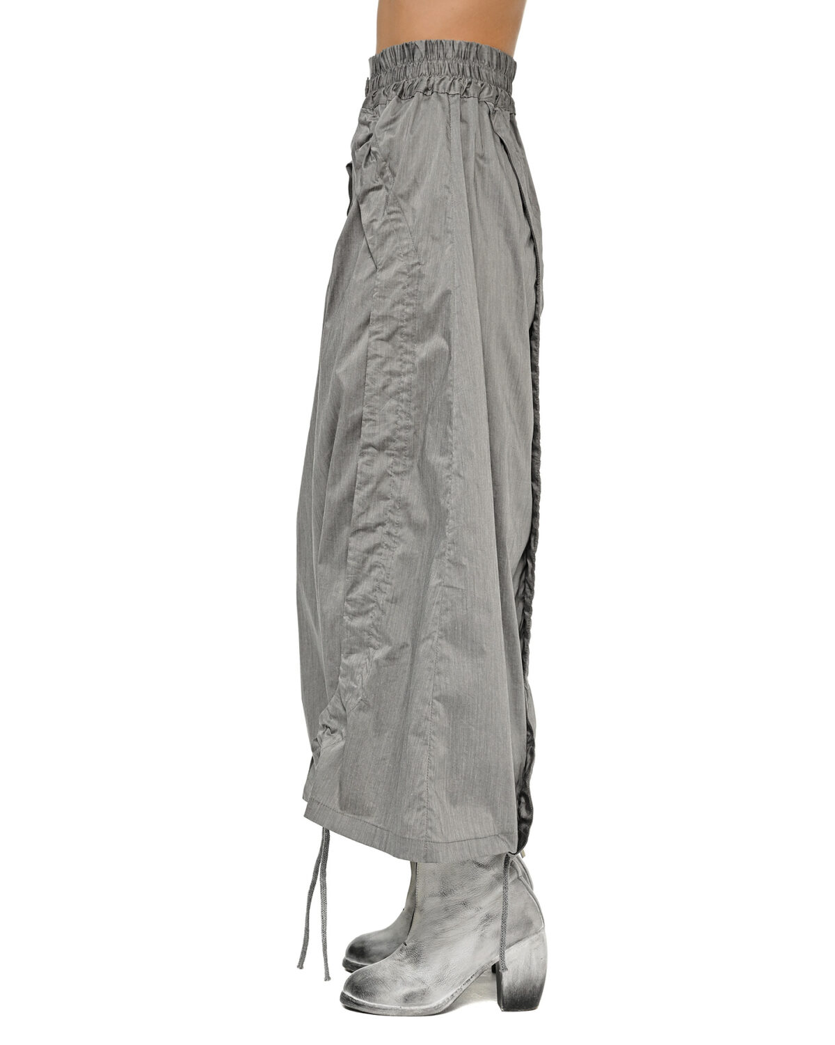 MINOAR - Inox Adjustable Stellar Skirt, Women's grey cotton skirt with diagonal welt pockets - 5