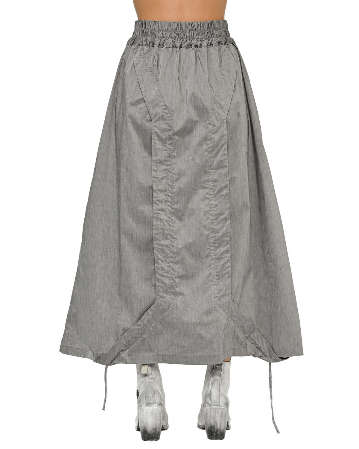 MINOAR - Inox Adjustable Stellar Skirt, Women's grey cotton skirt with diagonal welt pockets - 3