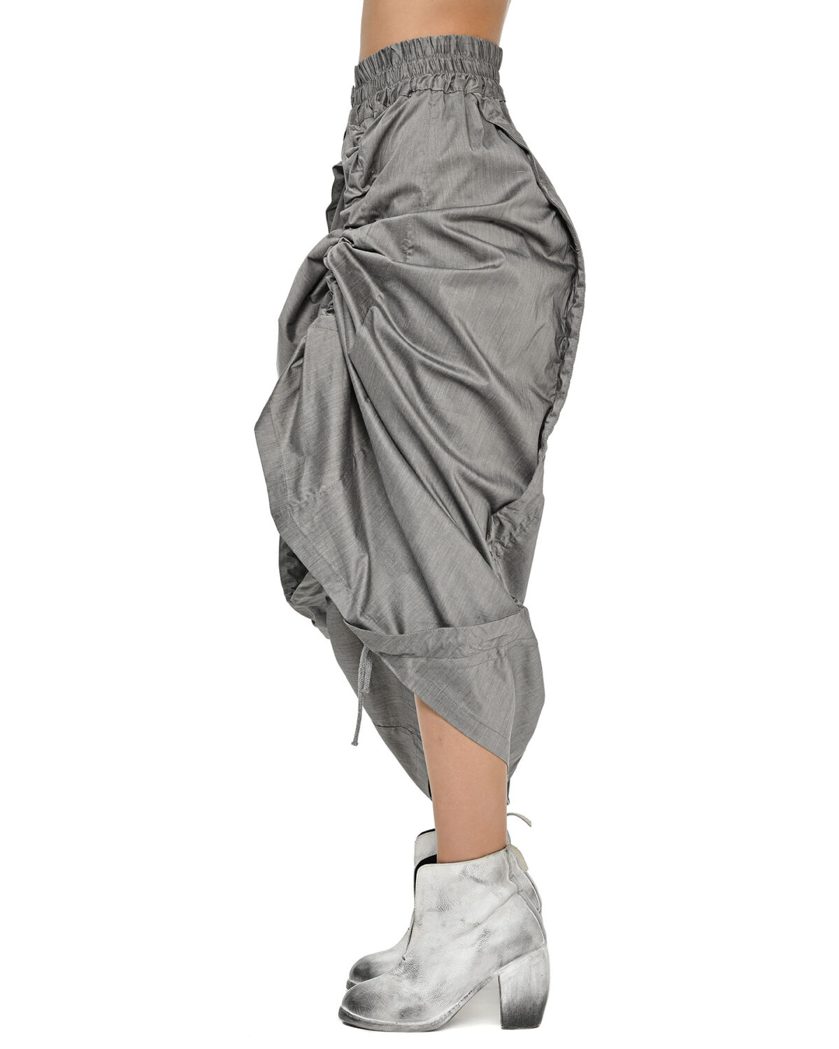 MINOAR - Inox Adjustable Stellar Skirt, Women's grey cotton skirt with diagonal welt pockets - 7