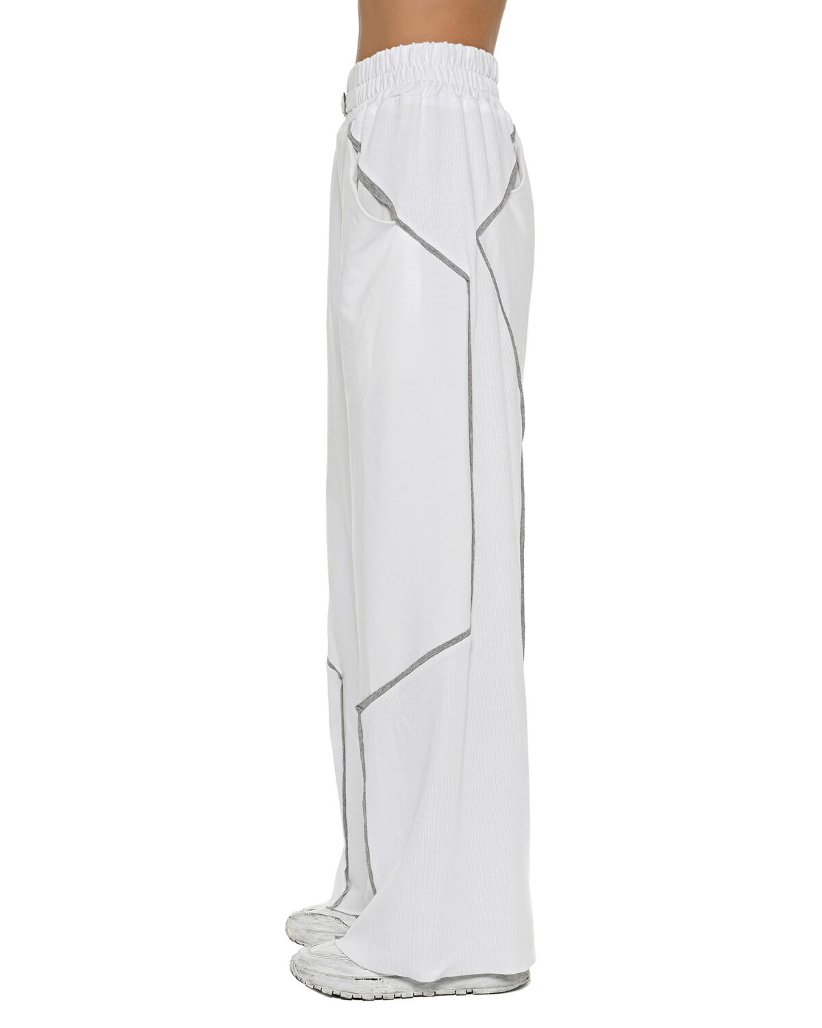 MINOAR - Cluster White Flare Pants, Women's white cotton pants with multi-panel construction - 4