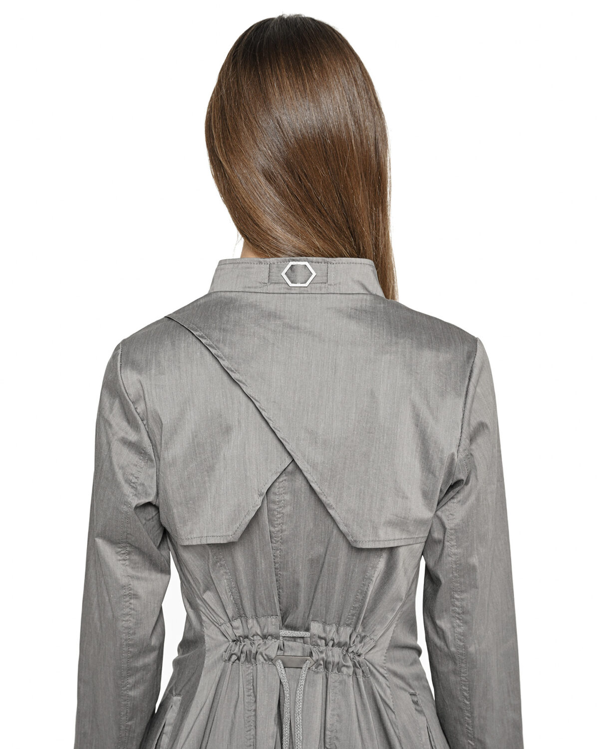 MINOAR - Gravity Inox Shirt Dress, Women's grey cotton dress with multi-segment construction - 6