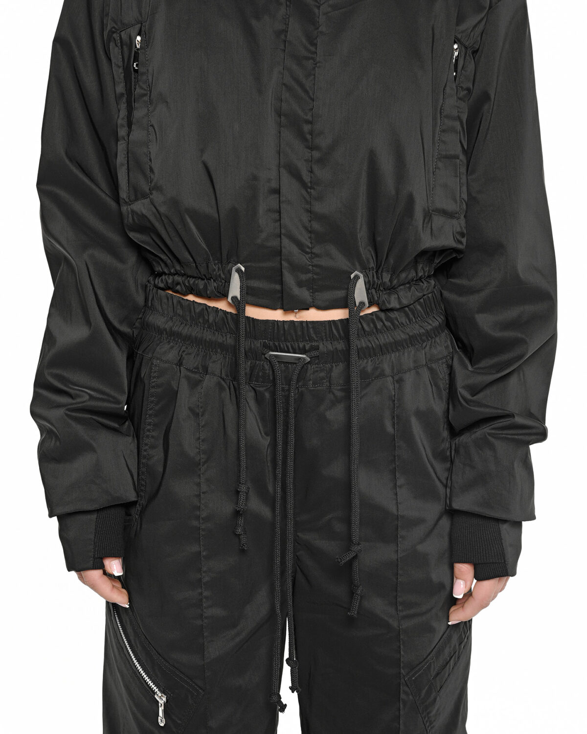MINOAR - Stellar Tech Crop Jacket, Women's black cotton jacket with thumb openings - 8