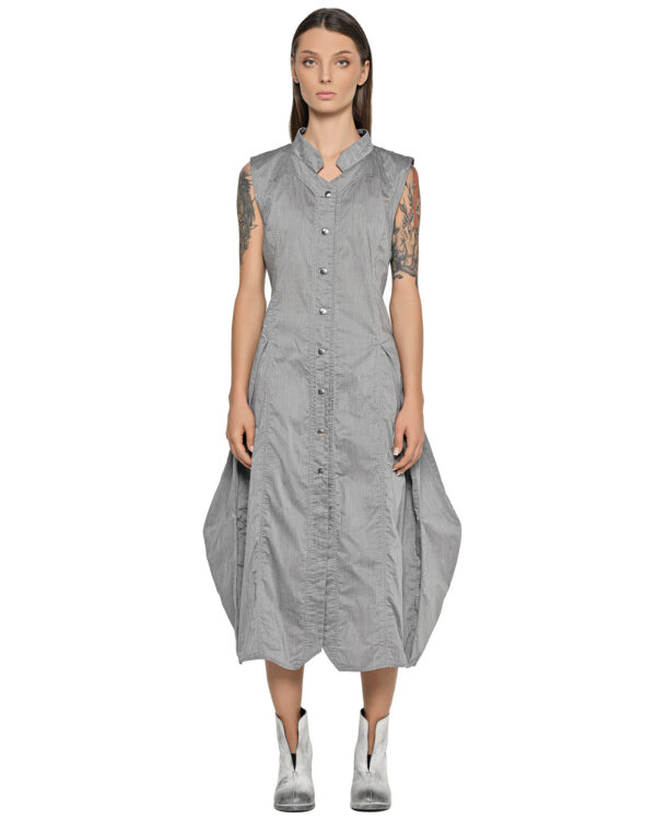 MINOAR - Gravity Inox Sleeveless Shirt Dress, Women's grey cotton dress with multi-segment construction - 1