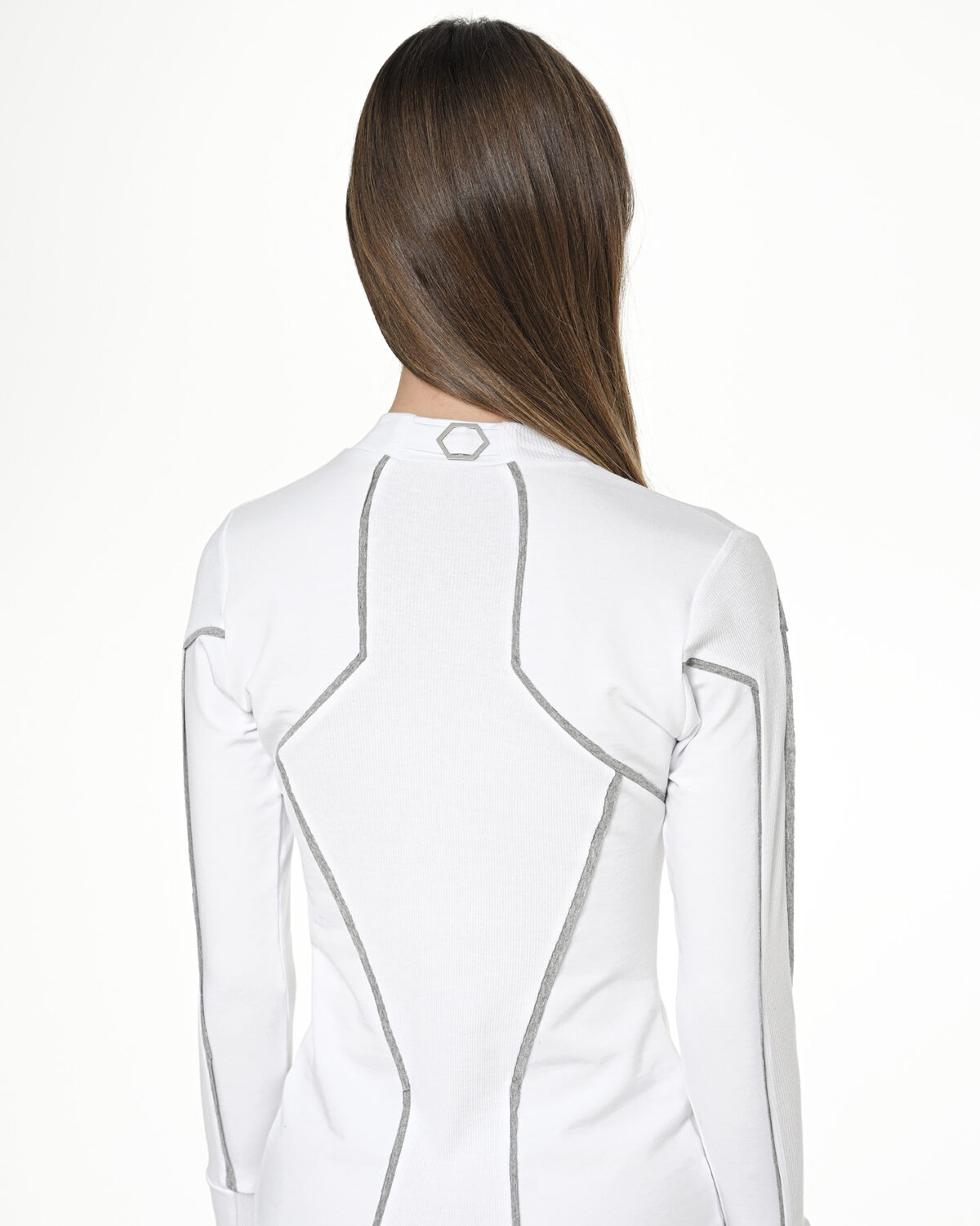 MINOAR - Cluster External Seam Dress, Women's white cotton dress with external seam detail - 5